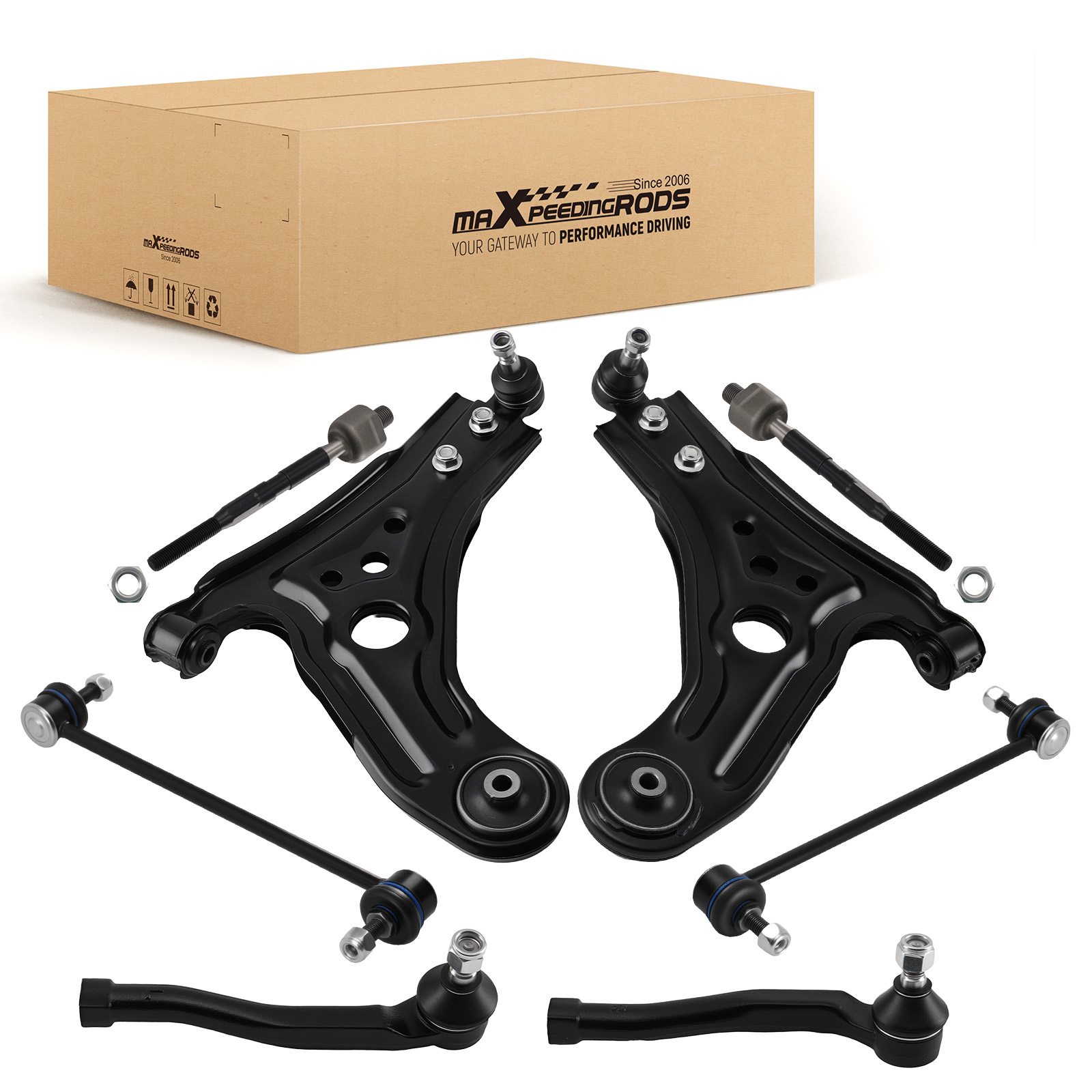 8x Front Lower Control Arms Tie Rods For 2004 2005-2011 Chevrolet Aveo & Aveo 5