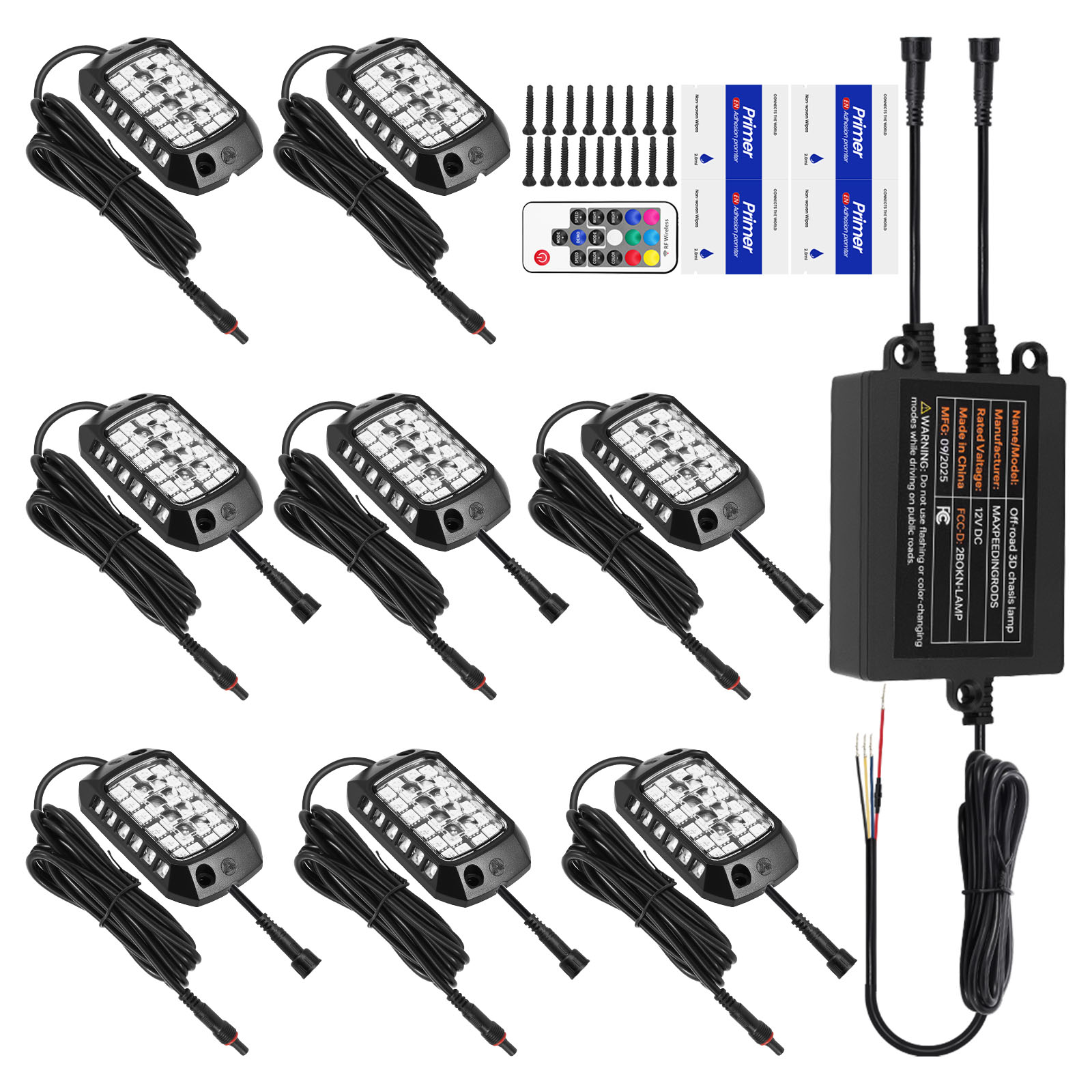 8 Pods RGB LED Rock Lights Remote for Trucks Jeep SUV ATV Golf Cart IP67