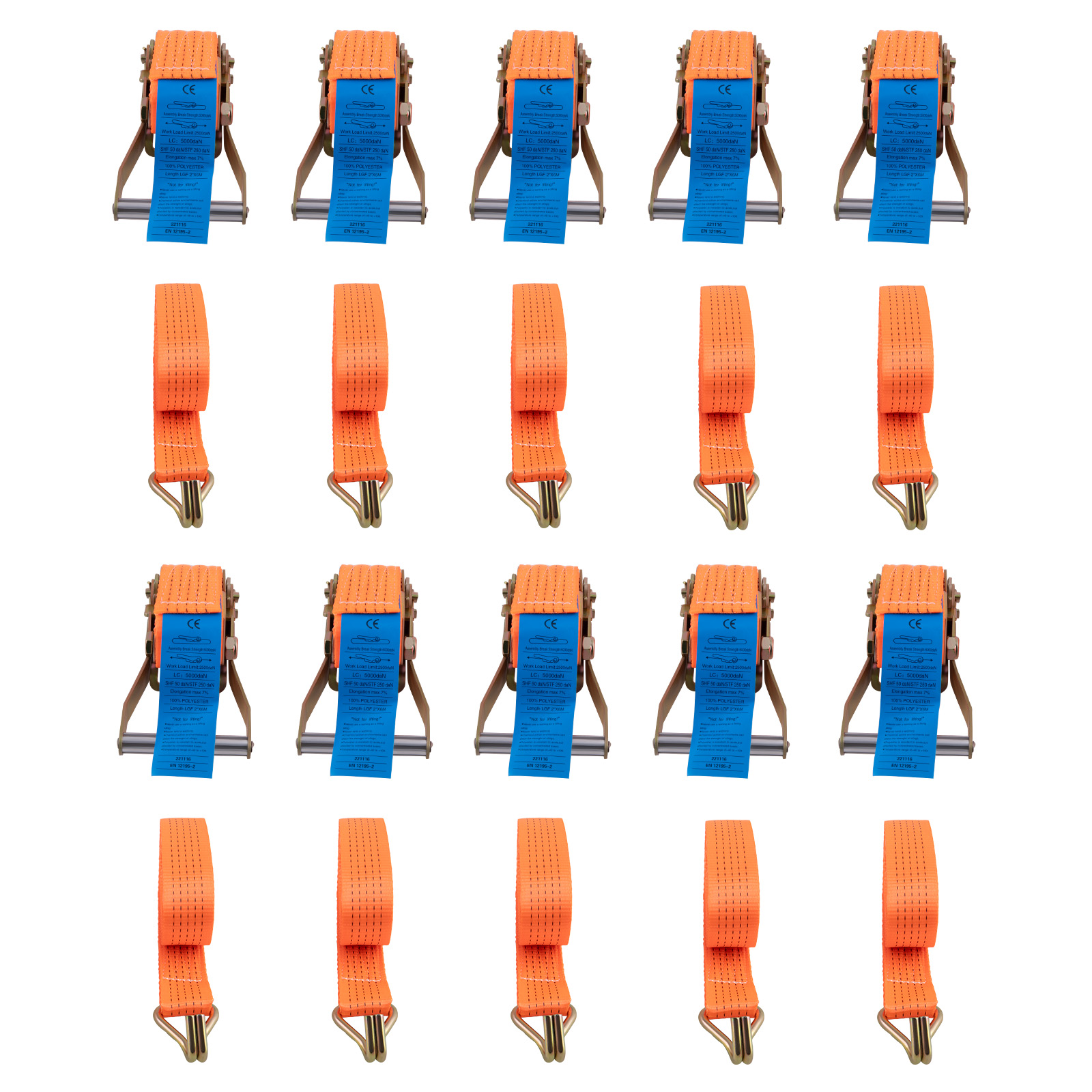 10X 5ton 6meter 5t Profi Spanngurte 2-teilig Zurrgurte Ratschengurte Gurt Haken