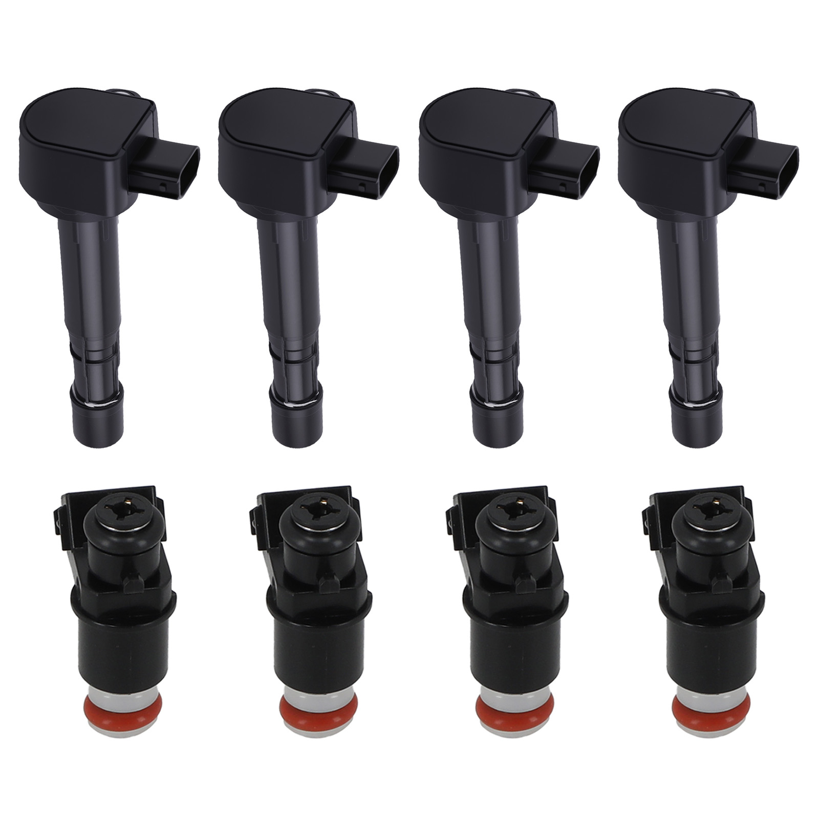 4PCS Fuel Injectors + 4PCS Ignition Coils Set for Honda Civic 1.7L 01-05 Kit New
