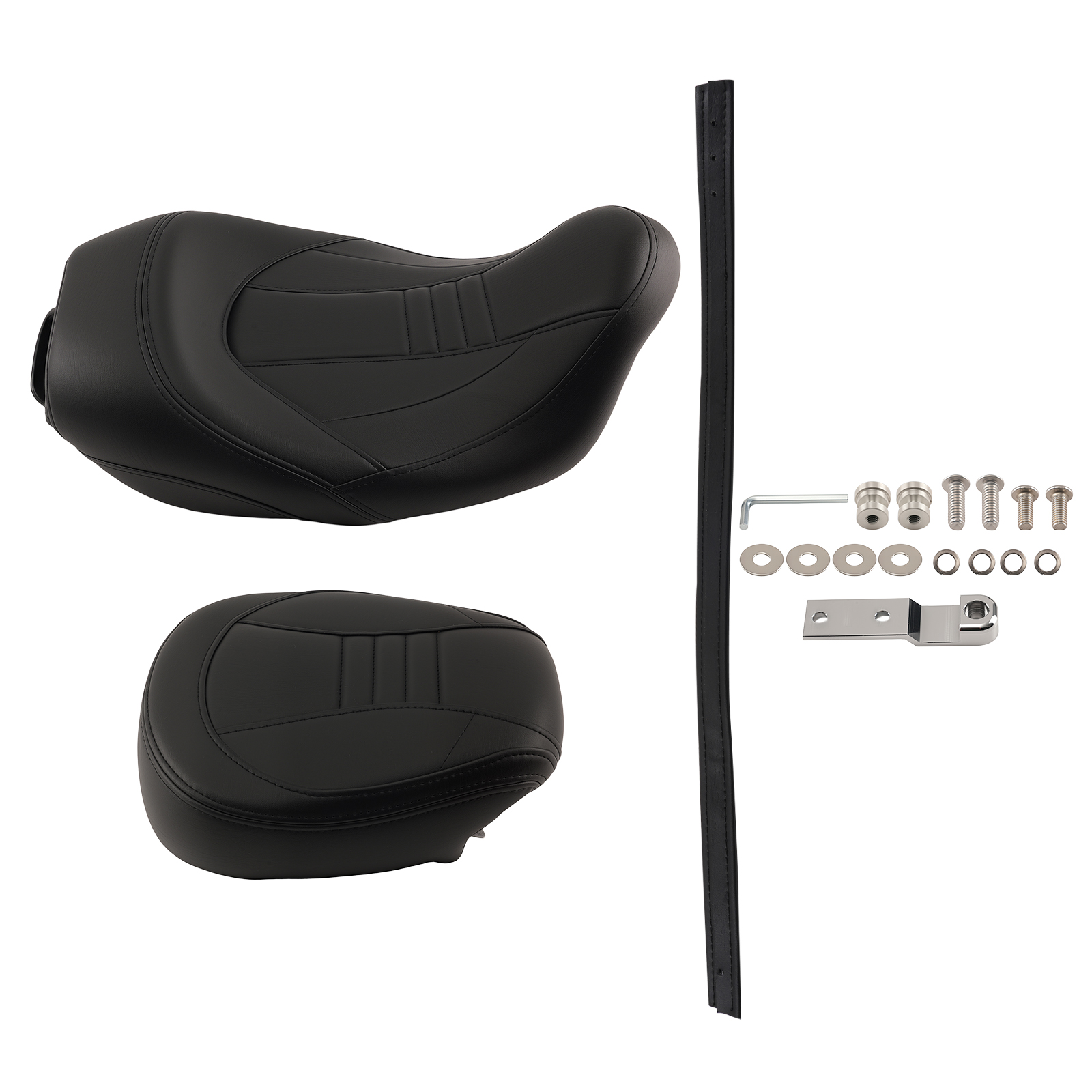 Driver Passenger Seat for Harley Touring Road Glide 2009-2024 Black Leather