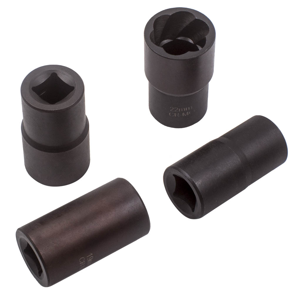 5PCS Twist Socket Lug Nut Lock Remover Extractor Tool Kit 17mm 19mm 21mm 22mm