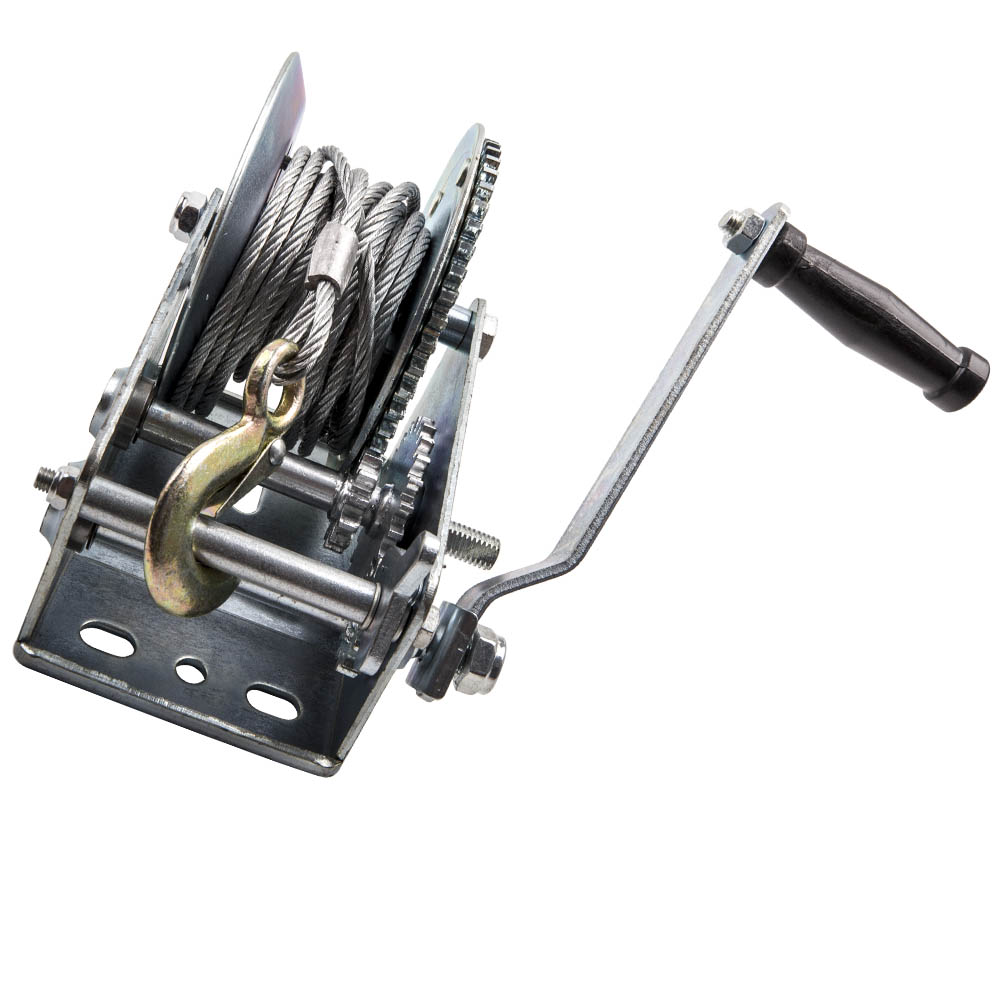 Cabrestante Manual Cable 3500 Lbs. 1500 Kg 10m Arrastre Tracción engranajes dual