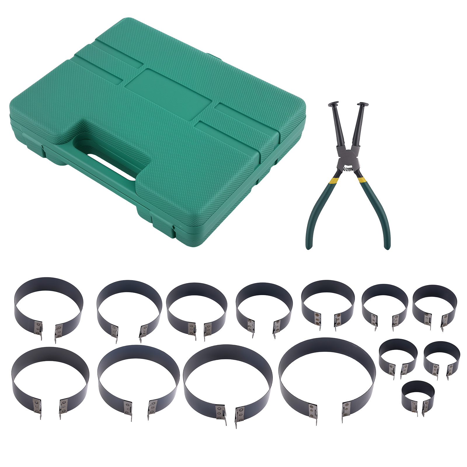 Engine 14 Piston Ring Compressor Cylinder Installer Pliers & 14 Band Tool Kits