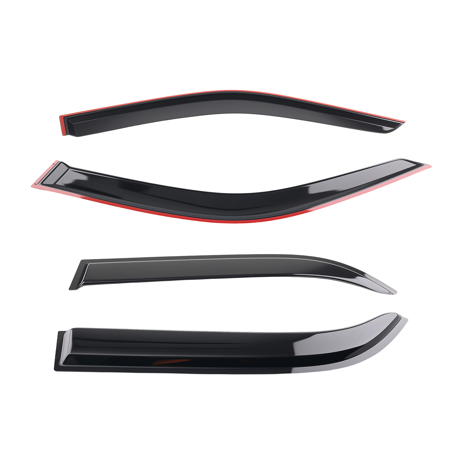 Front & Rear Window Visors Deflector for Toyota Corolla 4Dr 98-02 Black