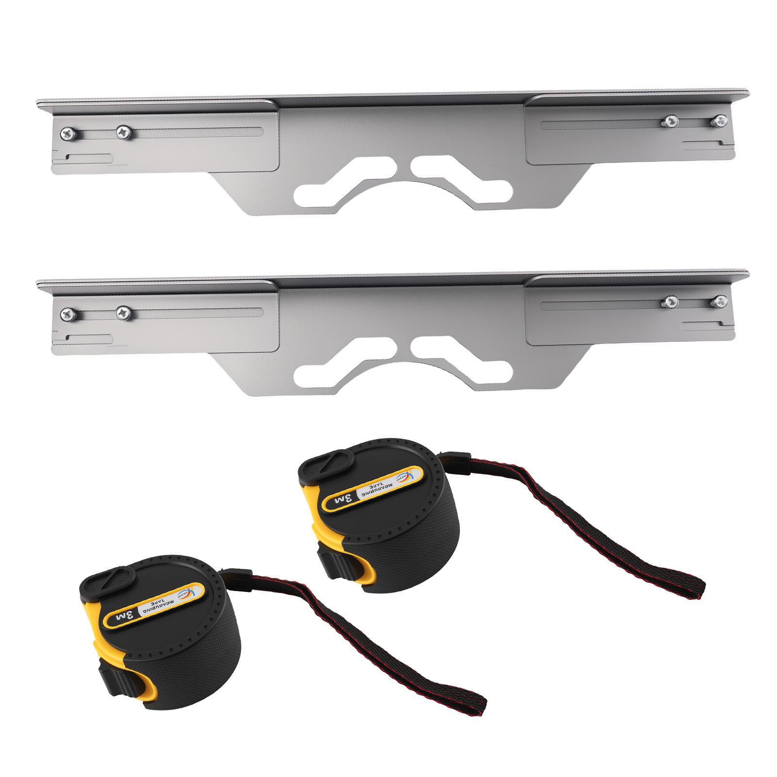 2PC Carbon Steel Wheel Alignment Calibration Plates Toe Tool Kit Tape Measure