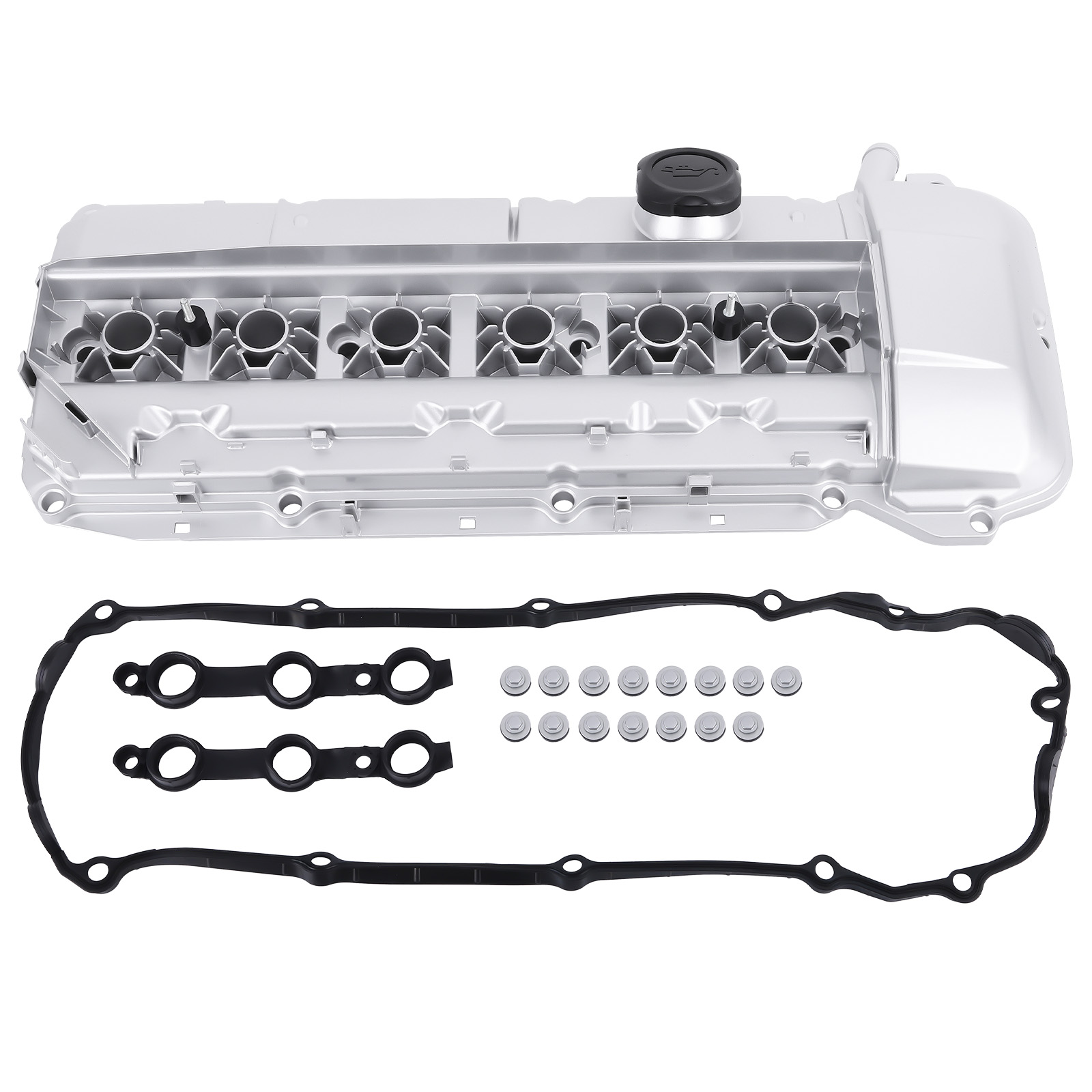Aluminum Engine Valve Cover w/ Gasket For BMW M54 E46 325Ci 325i 330i 525i X3 X5