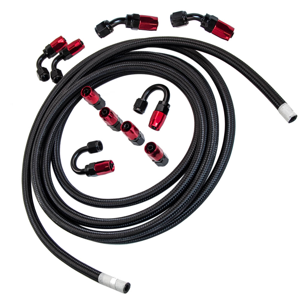 AN6 AN-6 5m Kit d'extrémité de tuyau d'essence tressé Oil Fuel Hose End Kit
