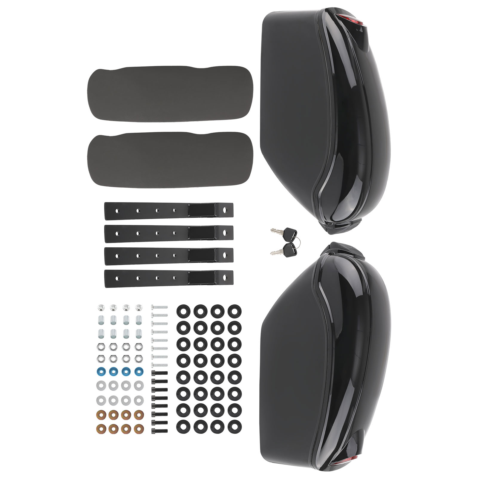 Motorcycle Universal Saddle Bags w/ Turn Signals For Harley Honda Yamaha Suzuki