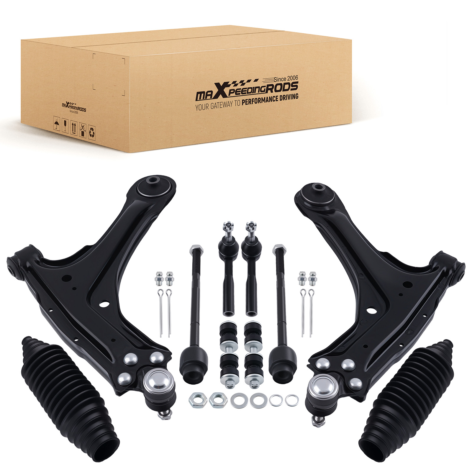 10pcs Front Lower Control Arms Tie Rods Kit For 1997-2003 Chevy Malibu Cutlass