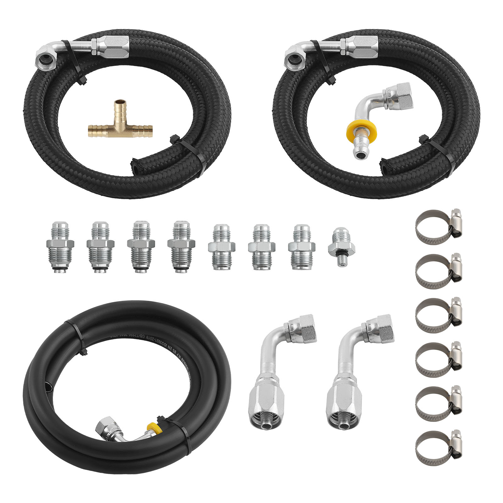 Steering Hose Hookup Fittings Kit for Power Brake Booster With All Accessories
