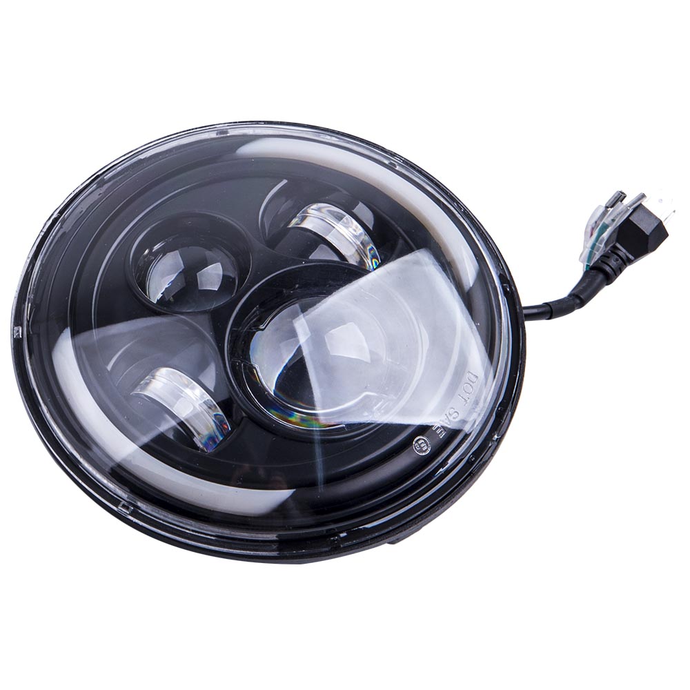 2pcs Round Led Headlights  7 Inch Clear Front Rear For Jeep Cj-5 Lj