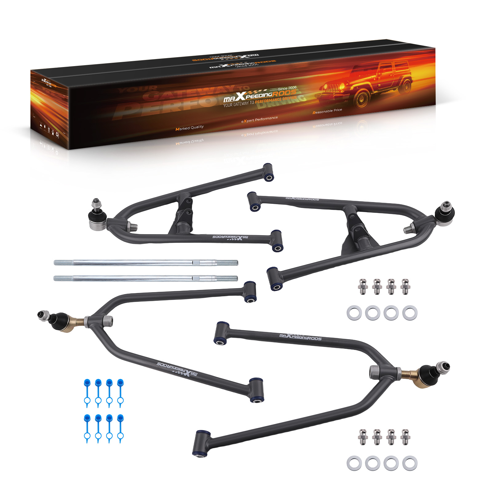4pcs Front Upper & Lower Adjustable A-Arms Kit for Honda TRX 450R Sportrax 450