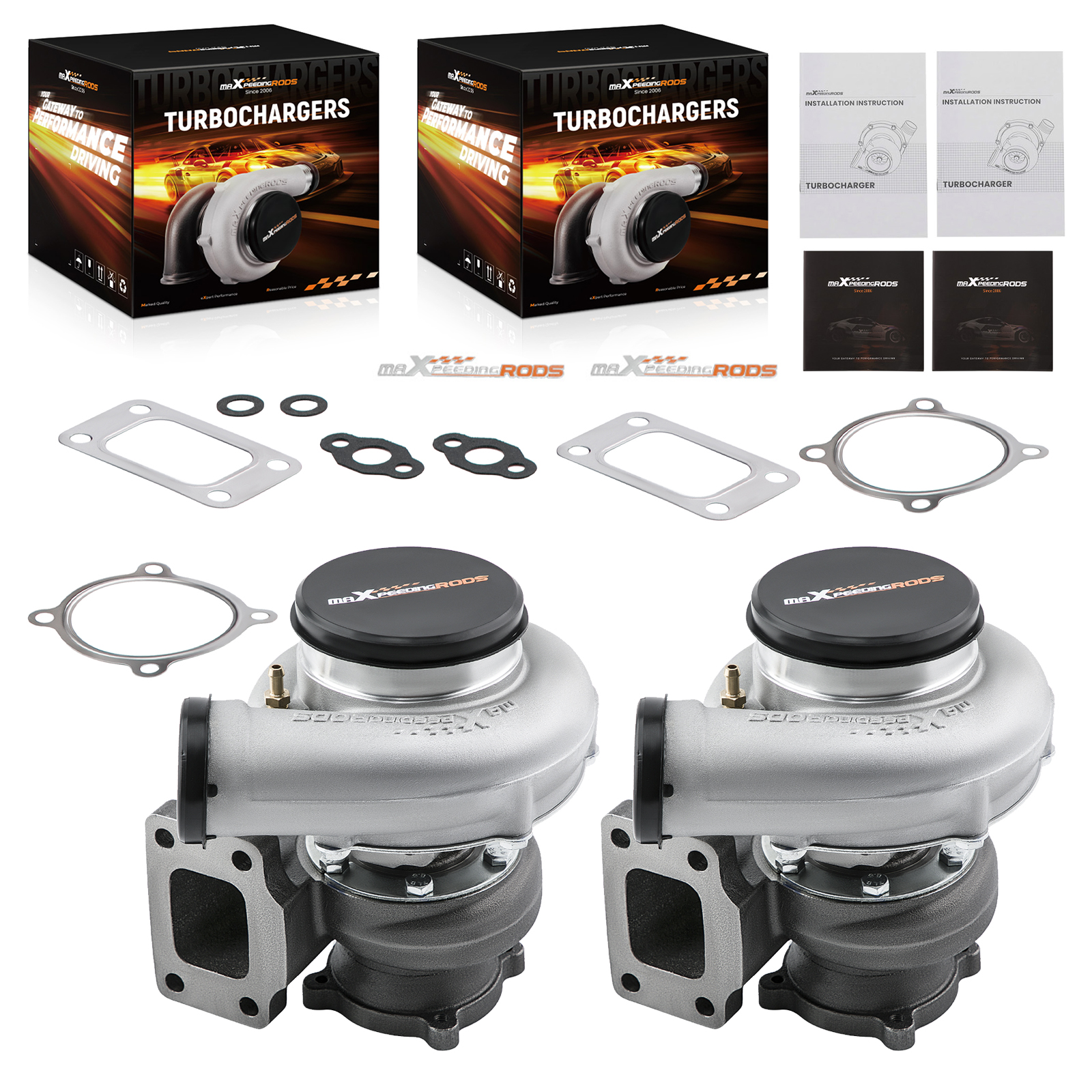 Pair Upgrade GT35 GT3582 Turbocharger T3 AR.70/63 Anti-Surge Compressor