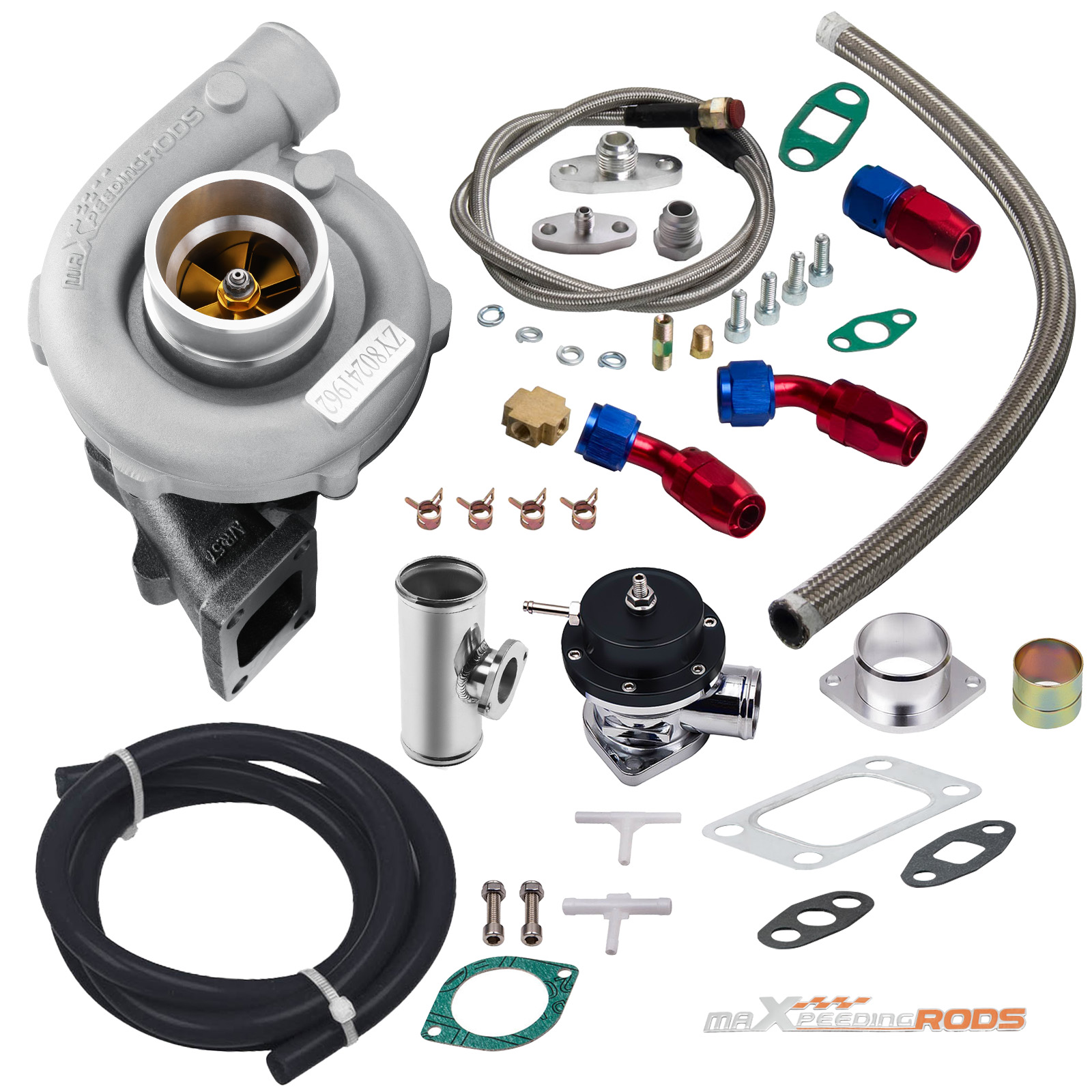Upgrade Billet Universal Turbo .57 A/R 400+HP W/ Oil Line Type-S BOV Pipe Kits