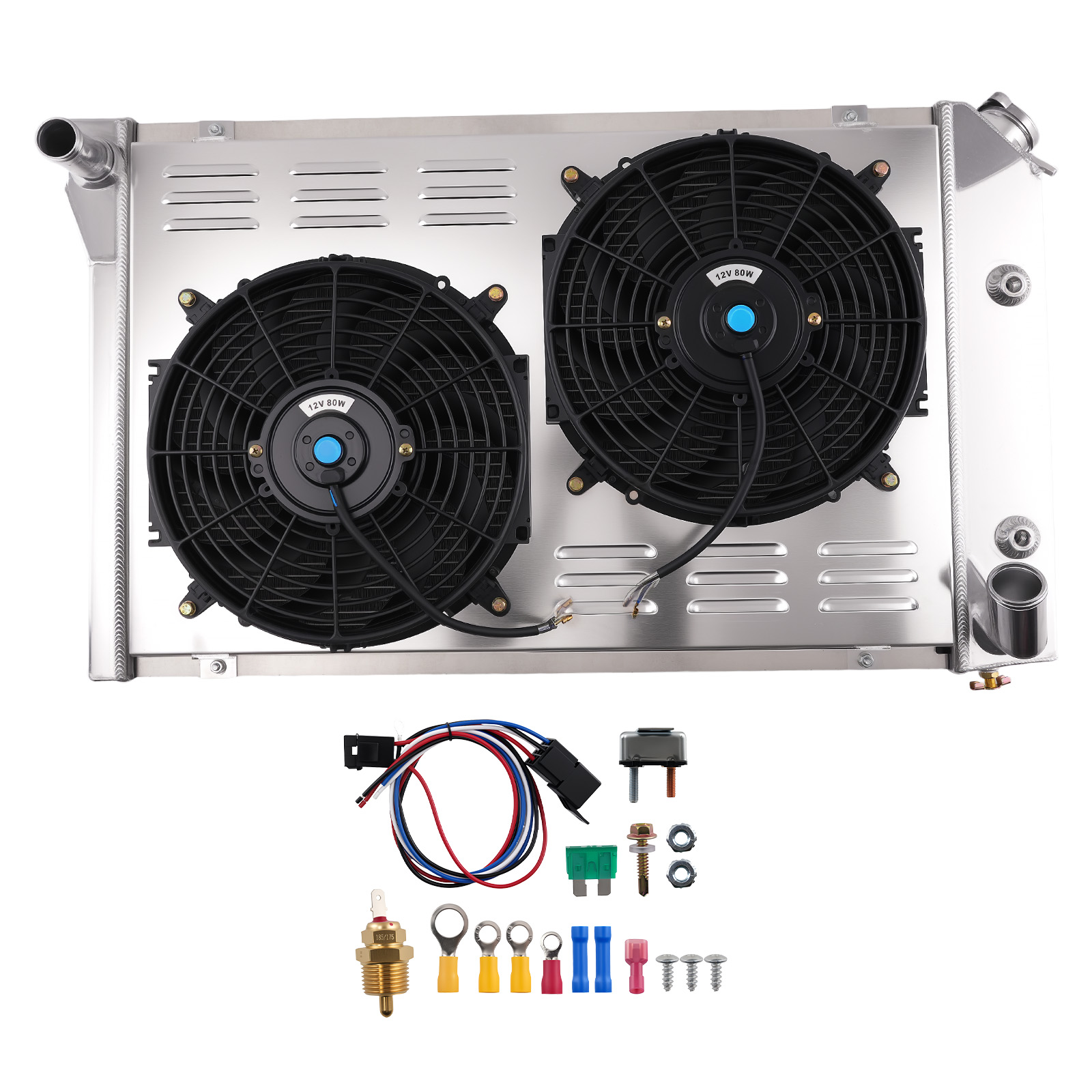 3 Row Aluminum Radiator Shroud Fan for Chevy Corvette Base 1977-1982 718 AT
