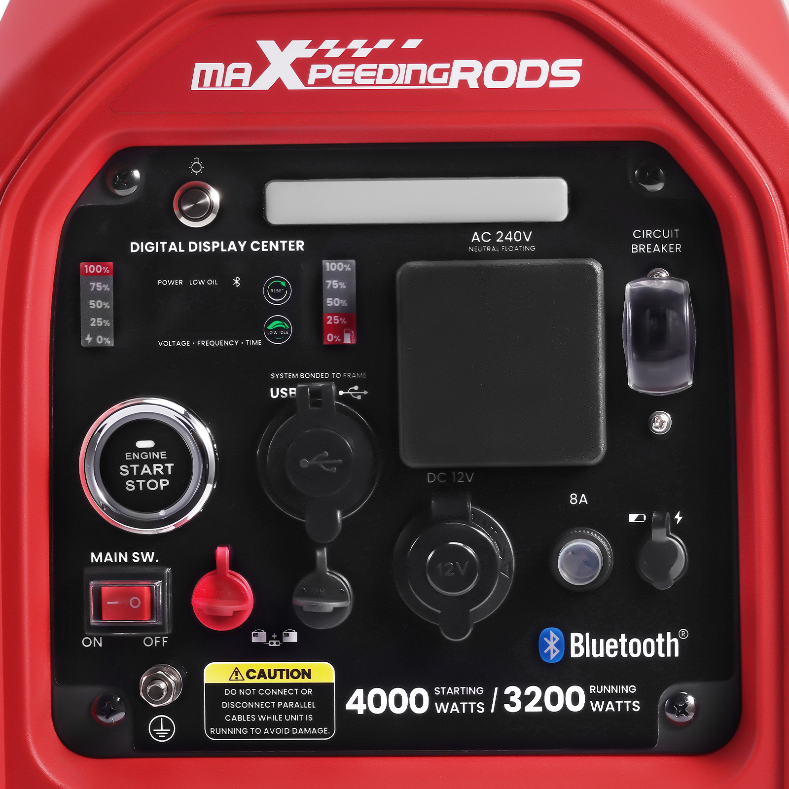Inverter Generator 4KW Max 3.2KW Electric Start Petrol Bluetooth for Camping
