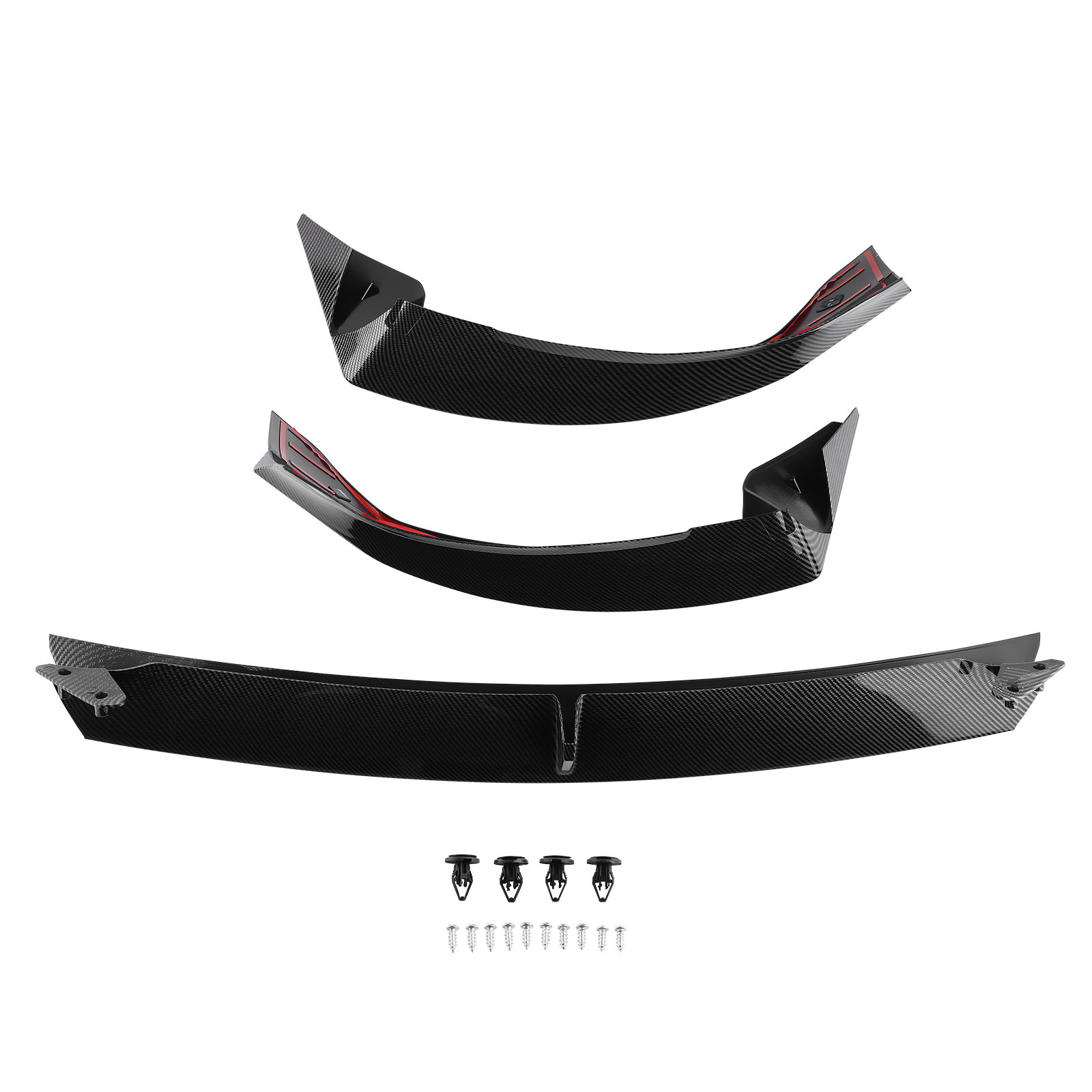 Front Bumper Spoiler Lip Splitter ABS Carbon Look For Tesla Model Y 2020-2024