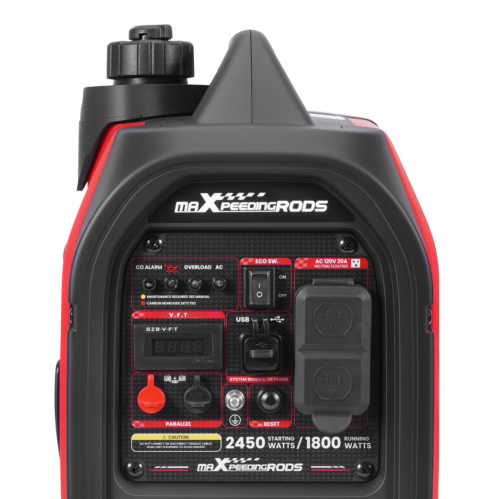2450W Compact Inverter Generator – CO Auto Shutdown & Low Oil Alert for Outdoor