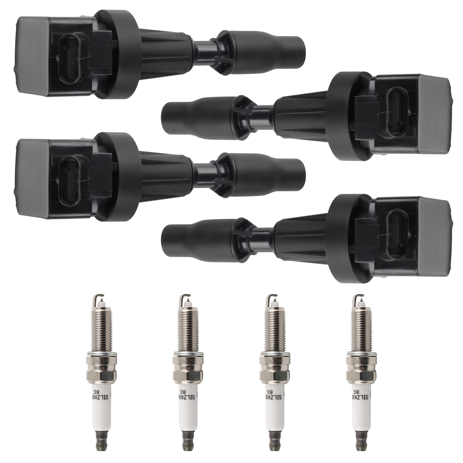 4X Ignition Coils + 4X Spark Plugs Set For Hyundai Elantra Kona Kia Forte UF817