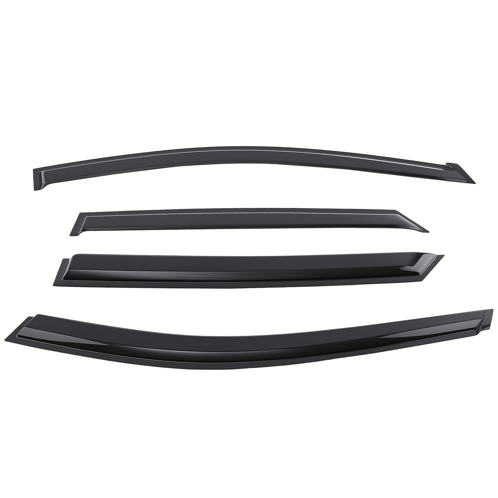 Front & Rear Window Wind Deflectors for Hyundai Santa Fe 2013-2018  Black
