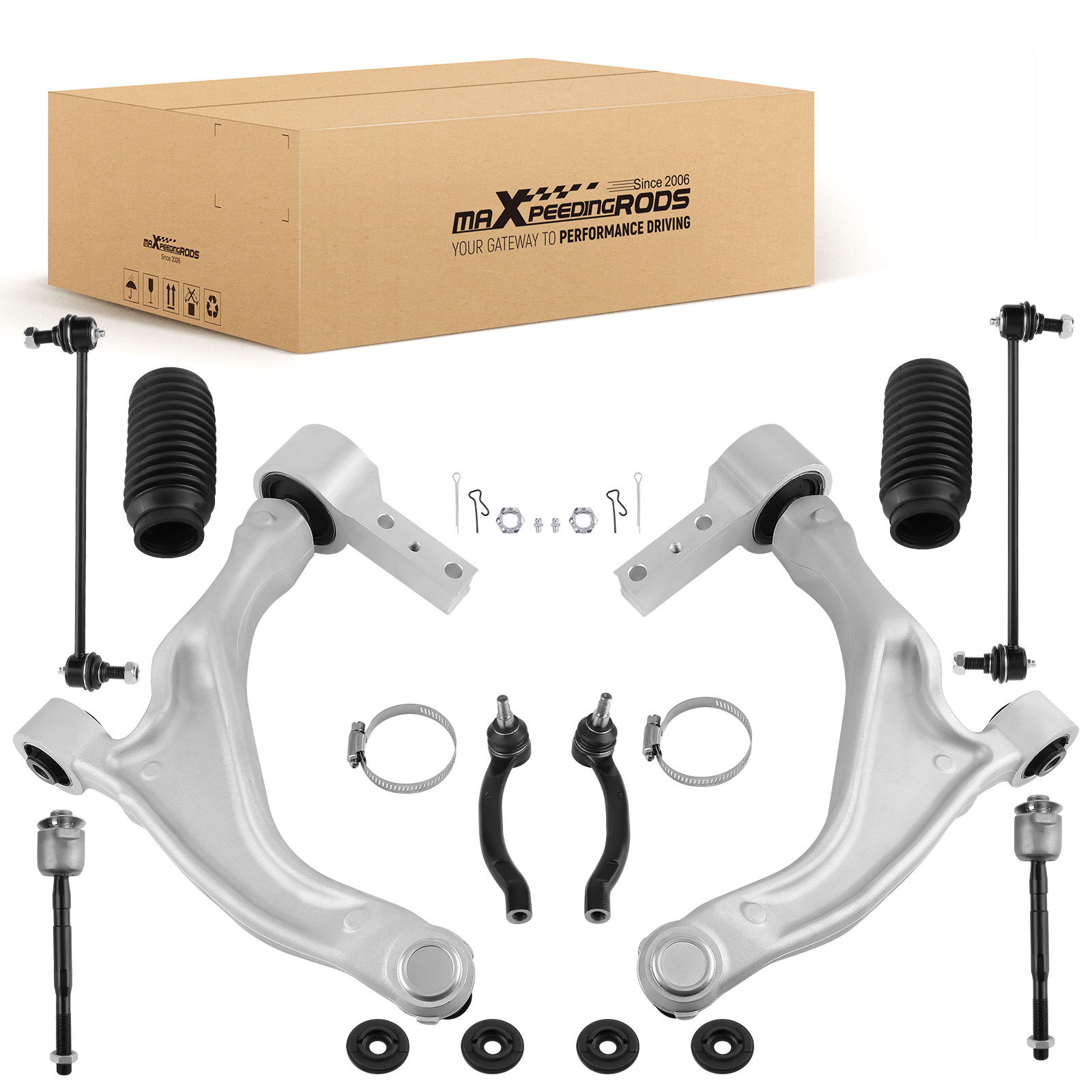 Front Lower Control Arms Ball Joints Sway Bar Tie Rods For 2009-2015 Honda Pilot