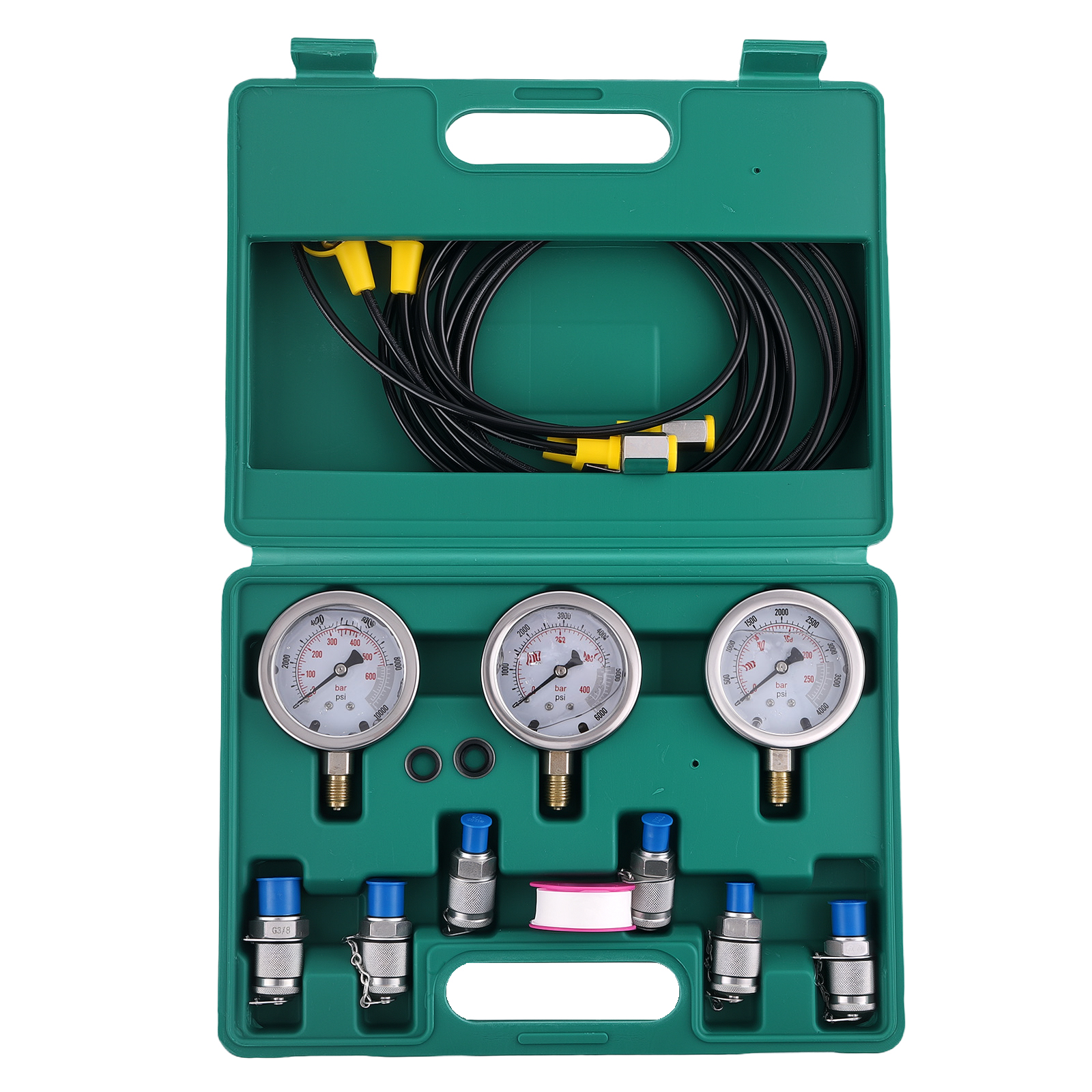 Messkoffer Messbox Hydraulik Manometer Messschlauch Prüfkoffer