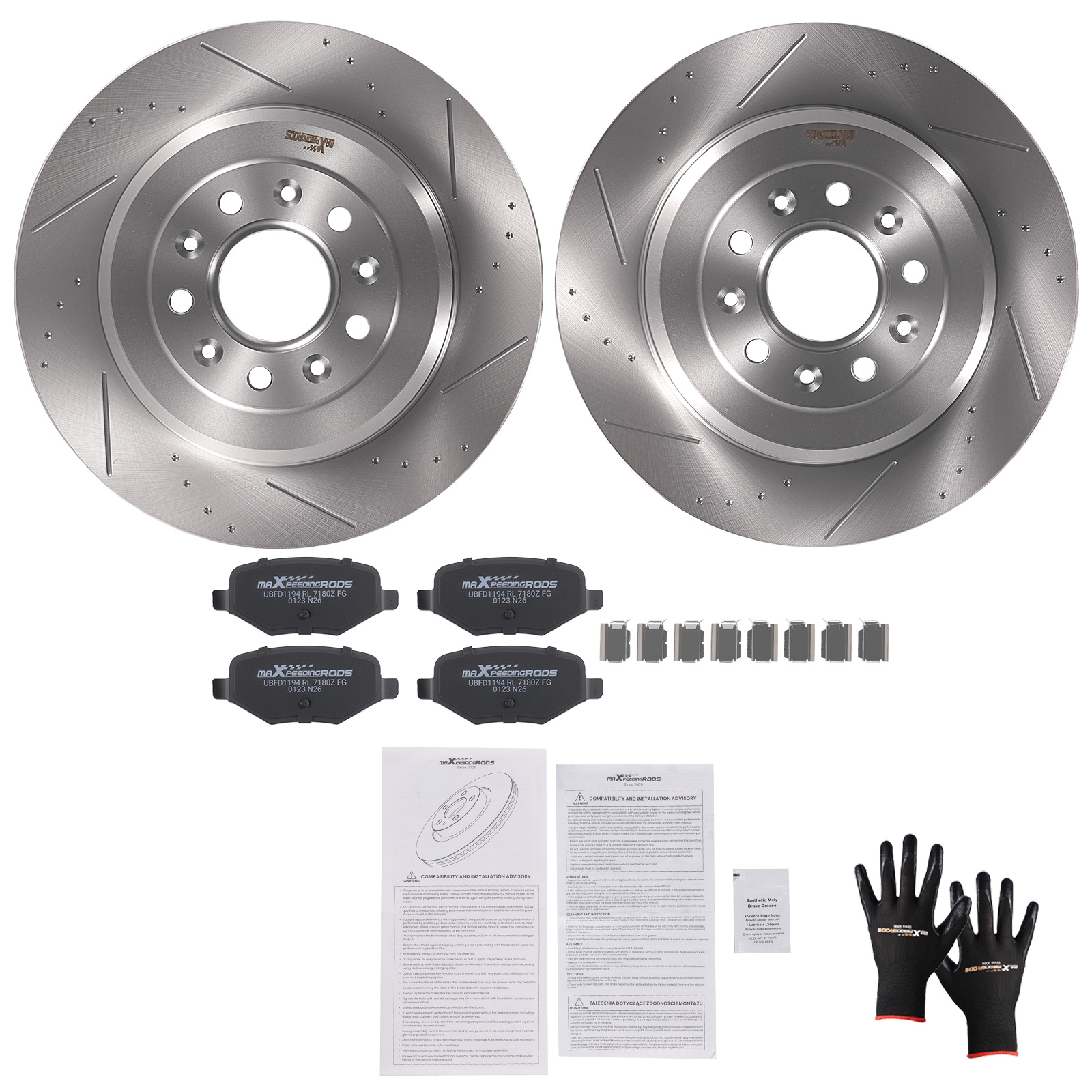 Rear Drilled Slotted Brake Rotors Ceramic Pads for Lincoln MKS MKT MKX/Ford Flex