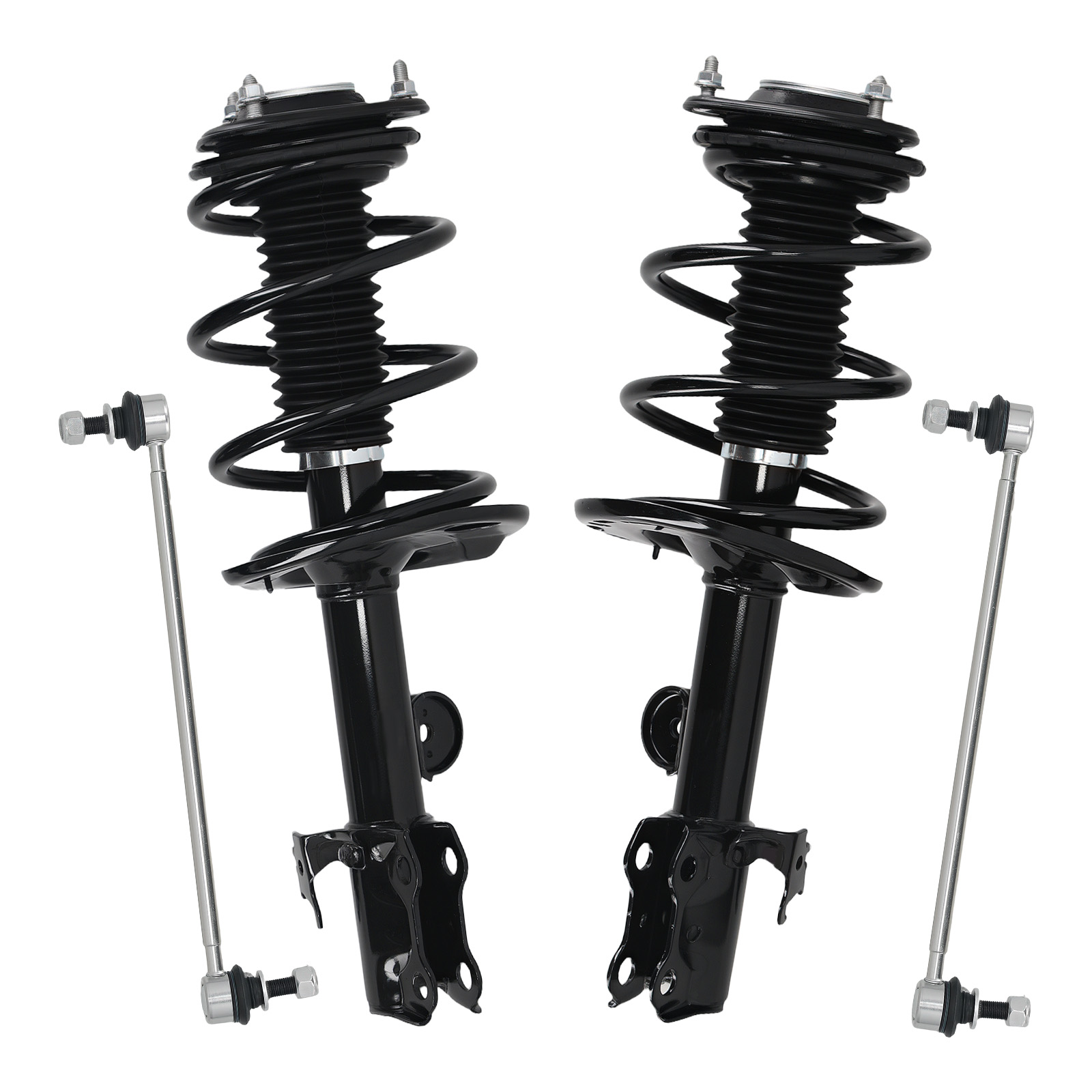 Set 4 Front Struts w/ Coil Spring + Sway Bar End Links For 2006-2012 Toyota RAV4