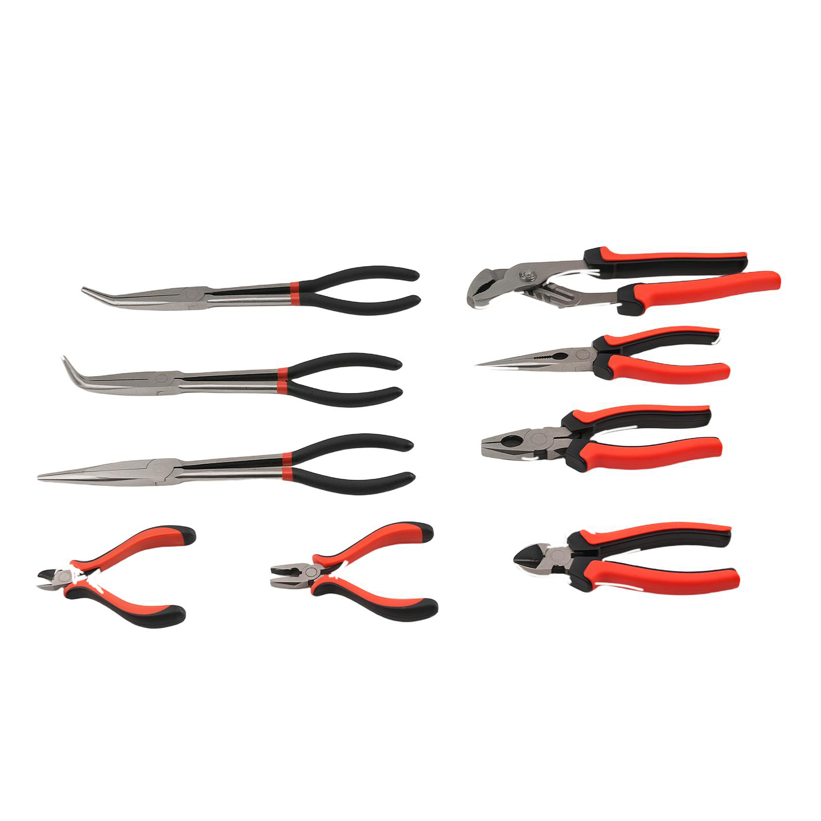 9X Mechanic Pliers Tool Set W/ Storage Tray Long Nose Combination Side