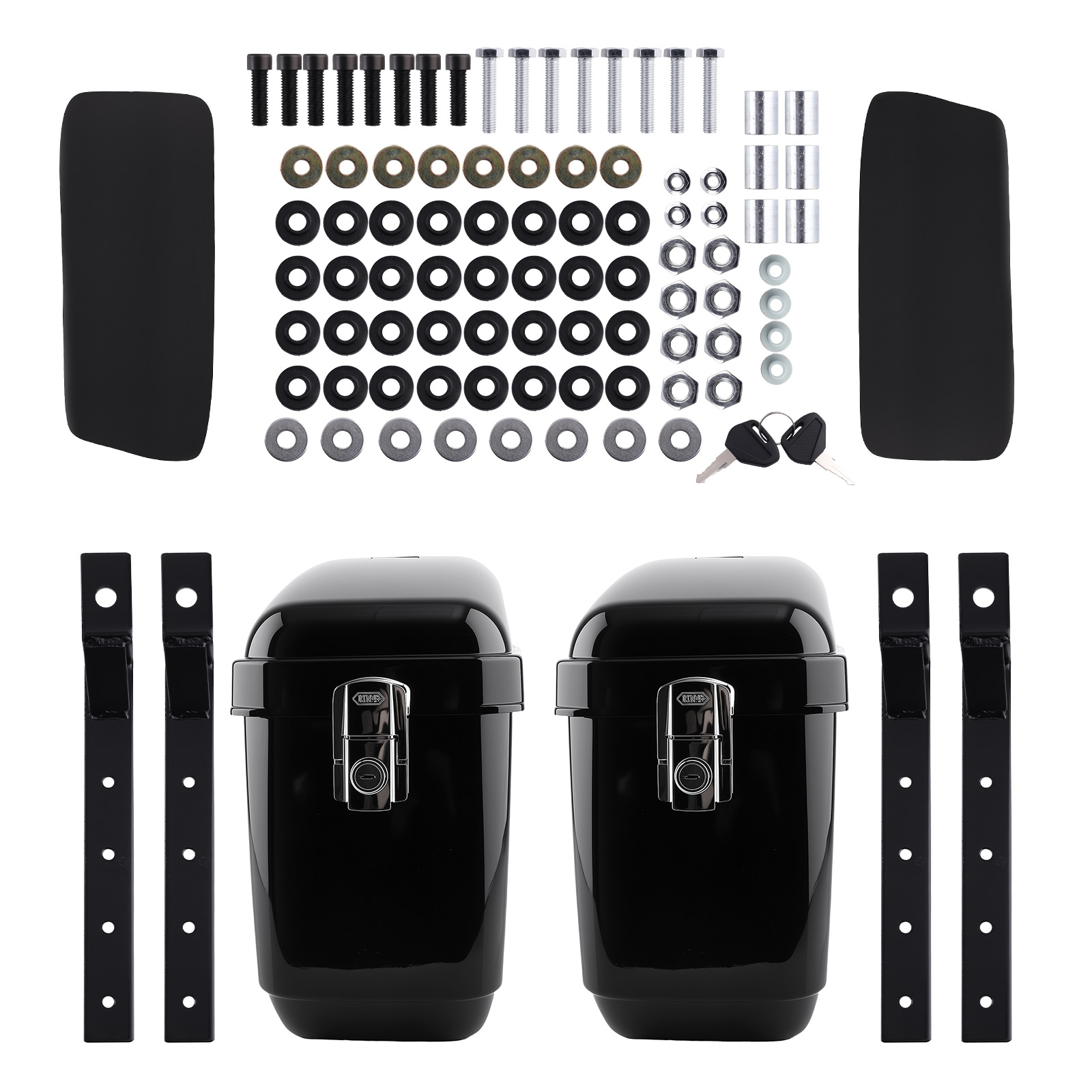 Black Hard Saddlebags Motorcycle Universal Luggage Fit Suzuki Kawasaki Victory