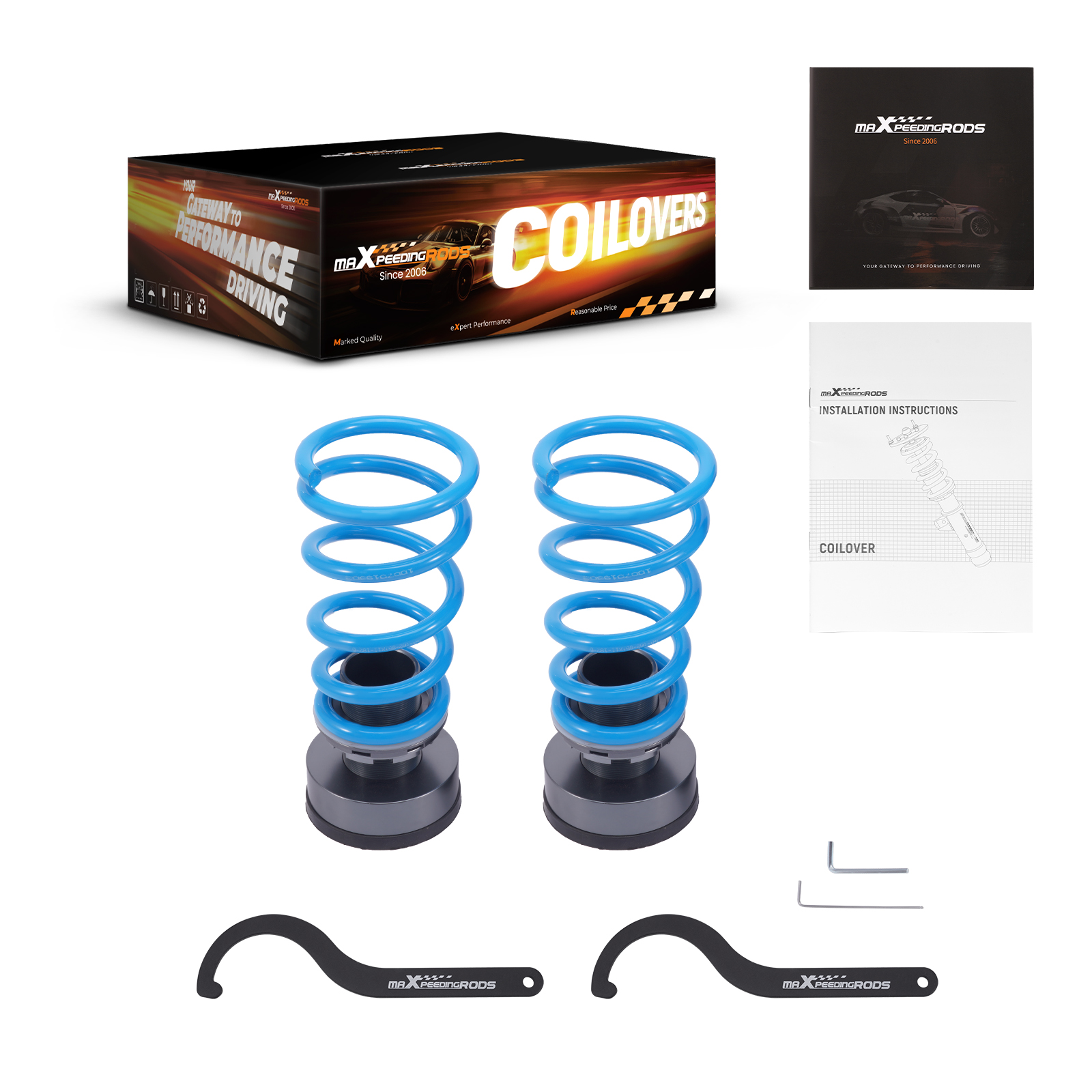 Gewindefahrwerk Kit Schwarz Blau for Volvo C30/S40/V50 04-13 Pillow Ball Mount