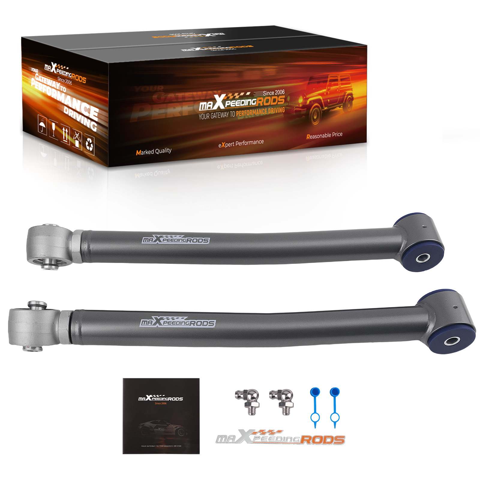 Front Lower Control Arm Poly bushings Greasable for Jeep Wrangler JK 2007-2018