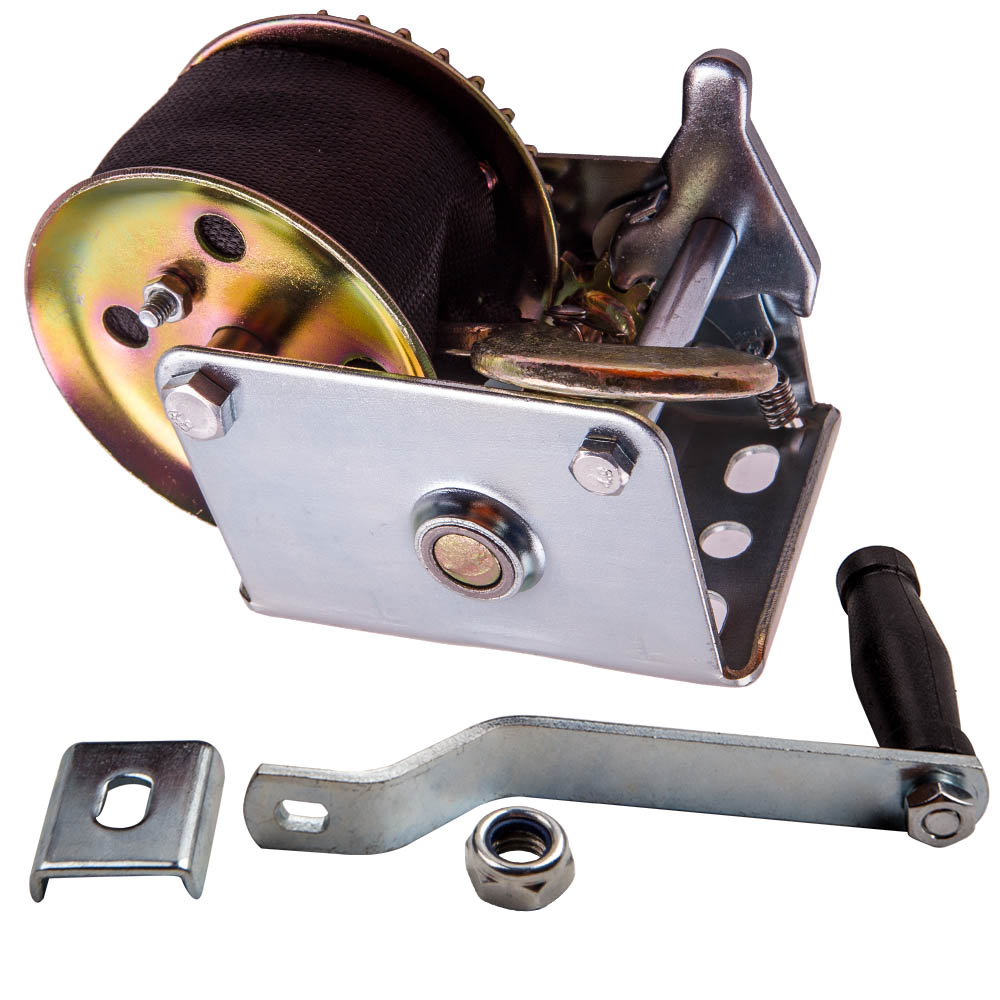 600 LB Hand Winch with Strap fit for ATV/Jet/Ski/Trailer Small Winch Cable Crank