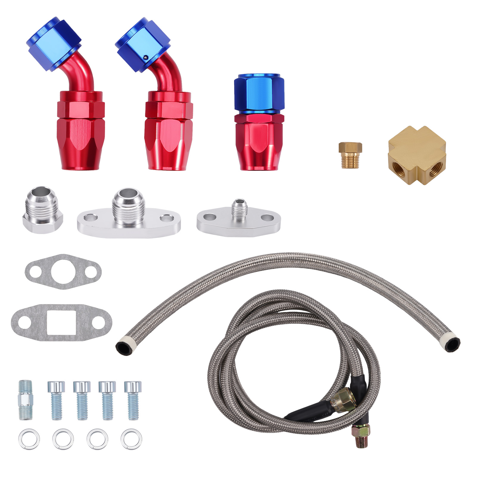 Oil Feed Oil Return Drain Line Hose Kit On T3 T4 T70 T66 T04E Turbo Turbocharger