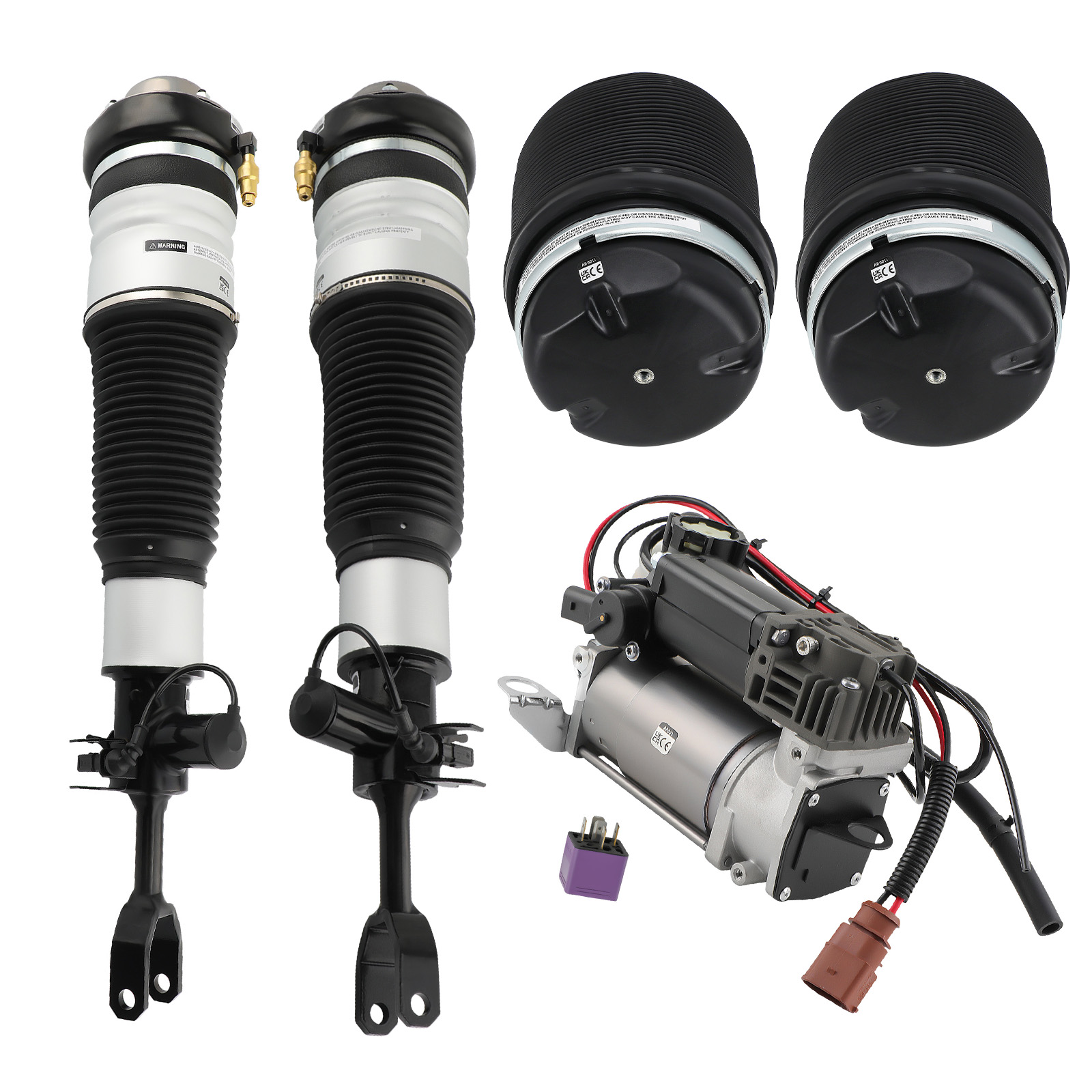 2X Federbeine Vorne + 2X Federbalg Hinten + Kompressor for Audi A6 C6 4F S6