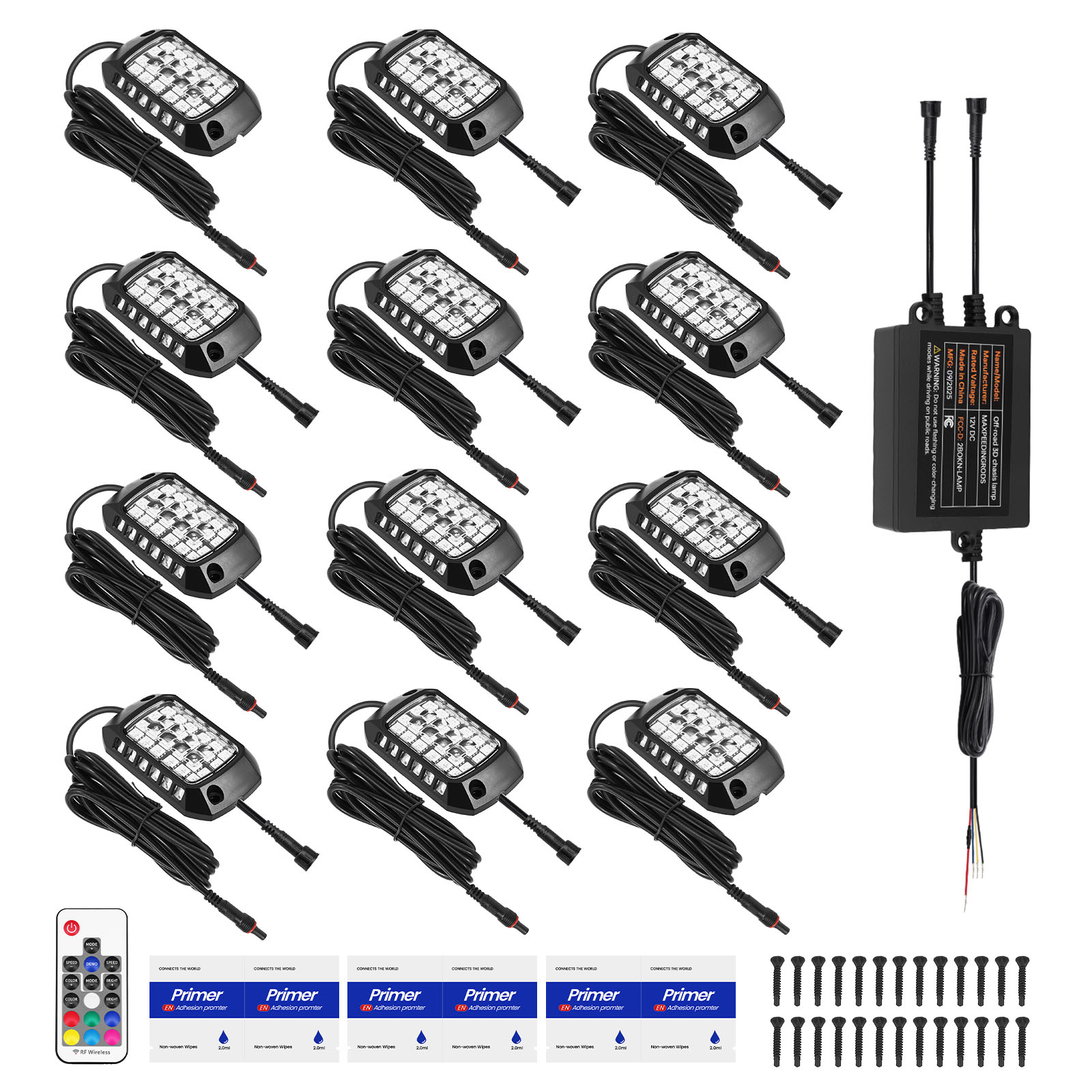 RGB Rock Light Kit 12 Pods For Car Truck ATV UTV SUV LED Waterproof RF Remote