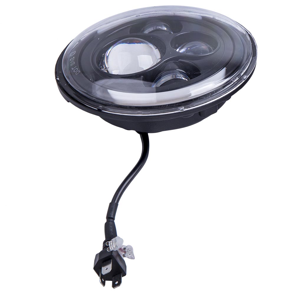 2pcs Round Led Headlights  7 Inch Clear Front Rear For Jeep Cj-5 Lj