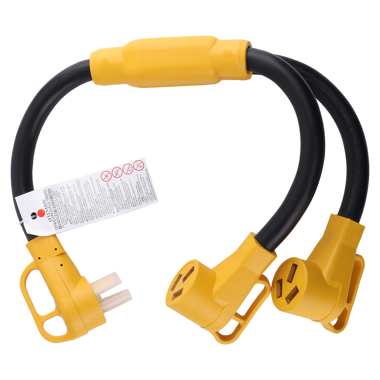 10-50 Y Adapter for EV Charger/Welder - 50A 250V, 6250W, 3ft, NEMA 10-50P