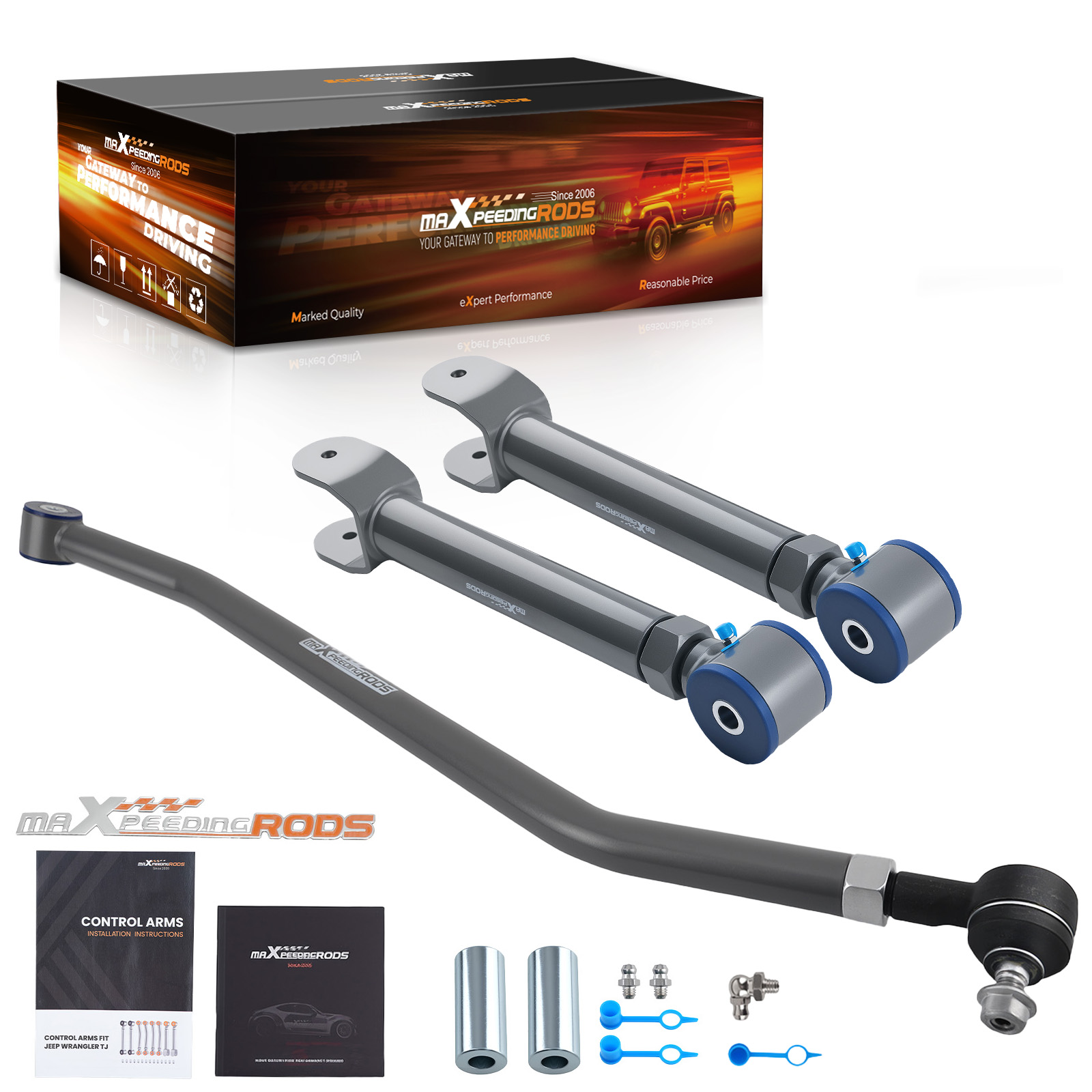 Adjustable Front Upper Control Arm & Track Bar 1.5-4.5'' for 97-06 Jeep Wrangler