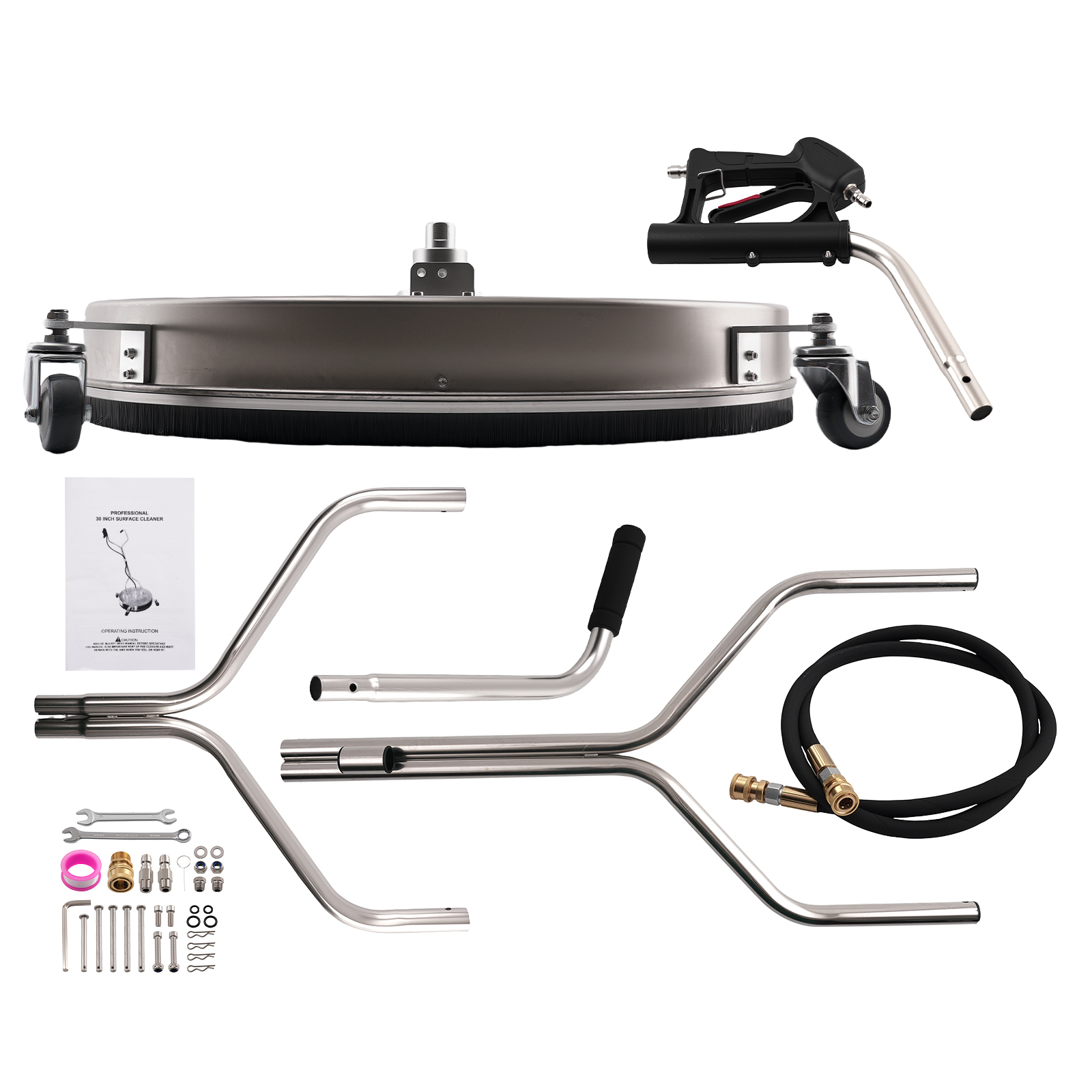 30 inch Surface Cleaner for Pressure Washer 6000 PSI 4 Wheel Stainless Steel