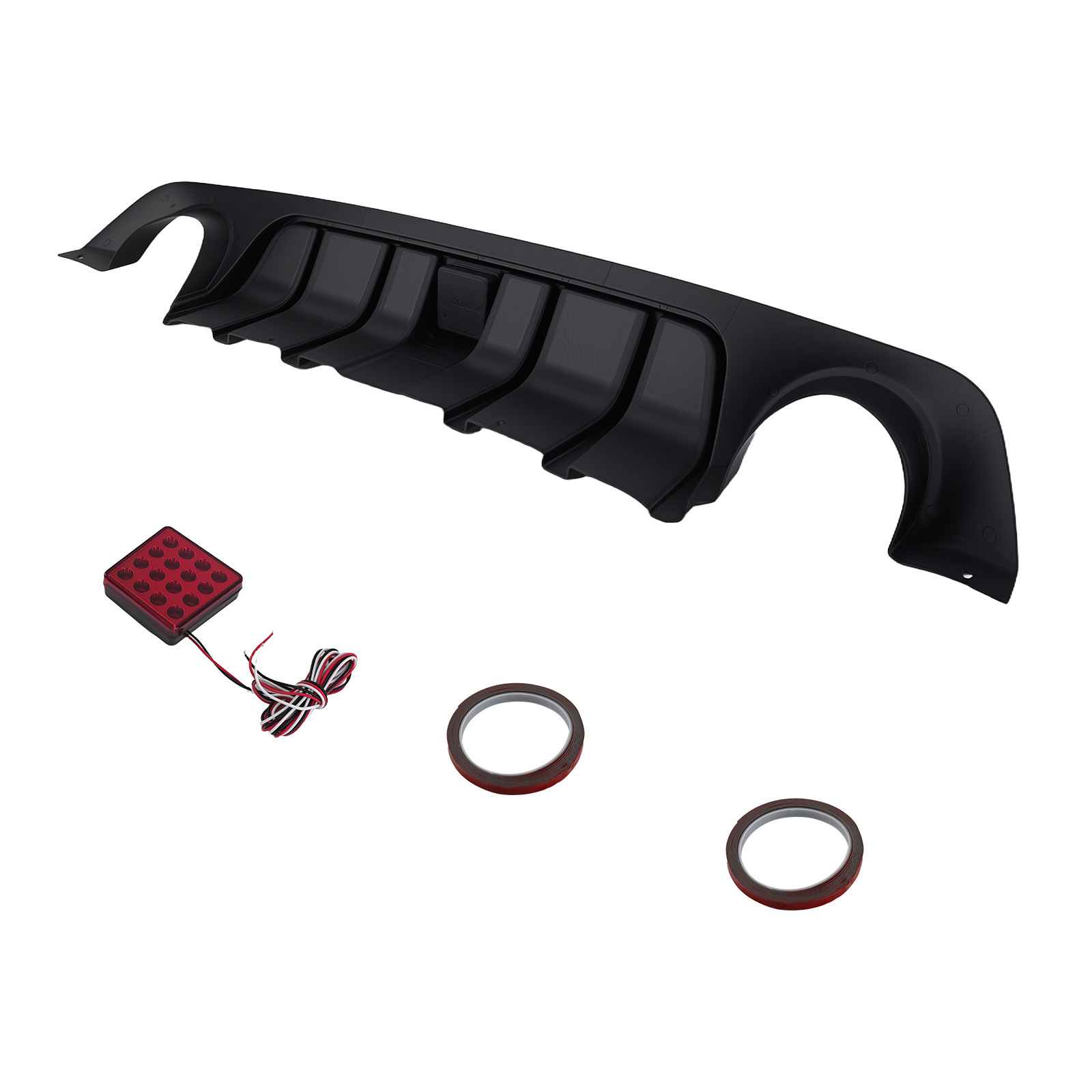 Gloss Black Rear Bumper Diffuser W/LED Light Brake For 2018-2023 Infiniti Q50