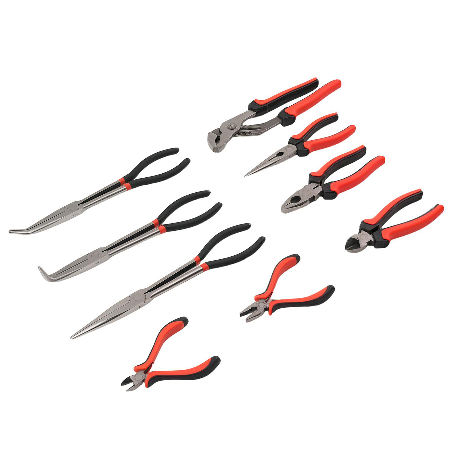 9X Mechanic Pliers Tool Set W/ Storage Tray Long Nose Combination Side