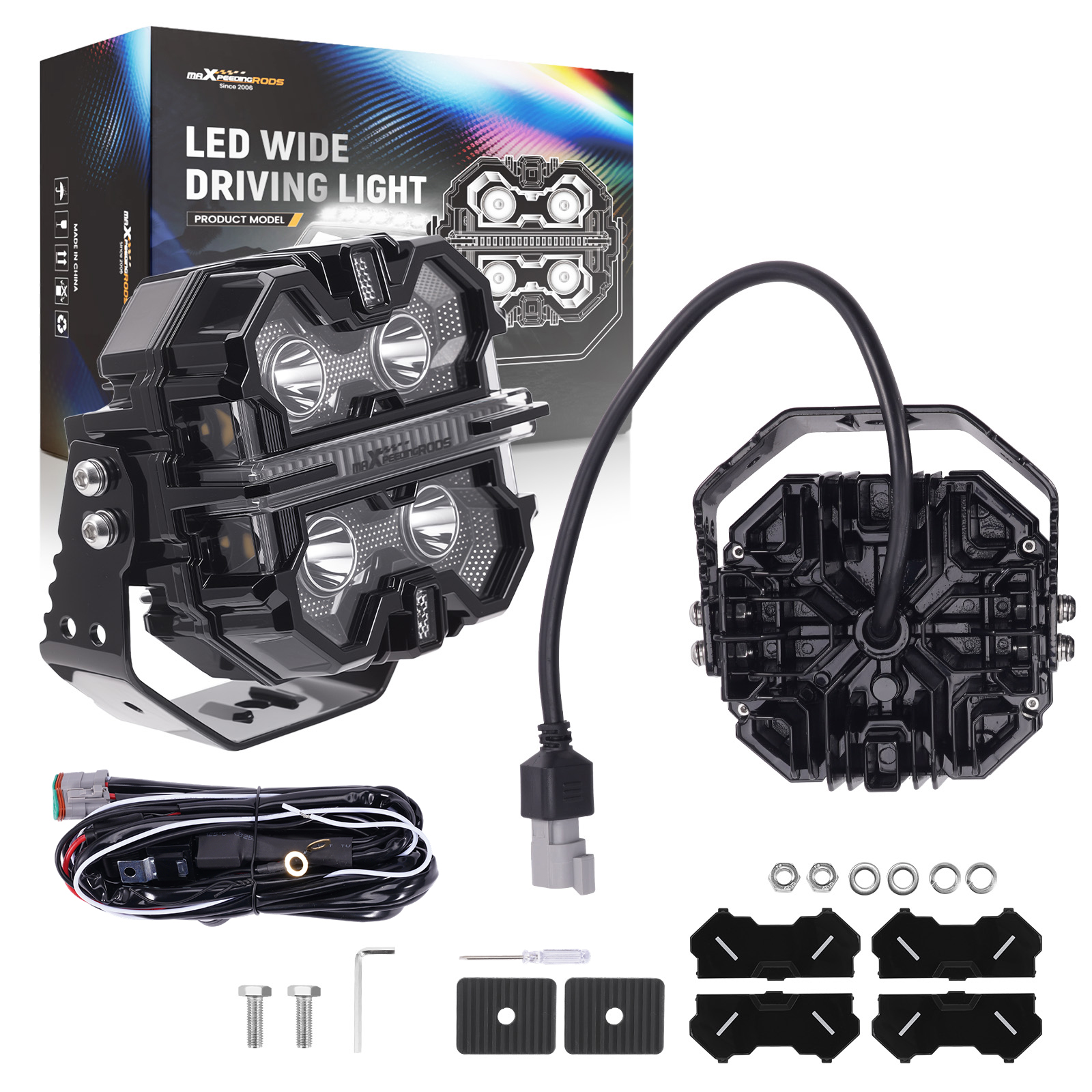 LED Driving Light Bar 25440LM For Marine ATV UTV 4WD White+Amber DRL Crosshair