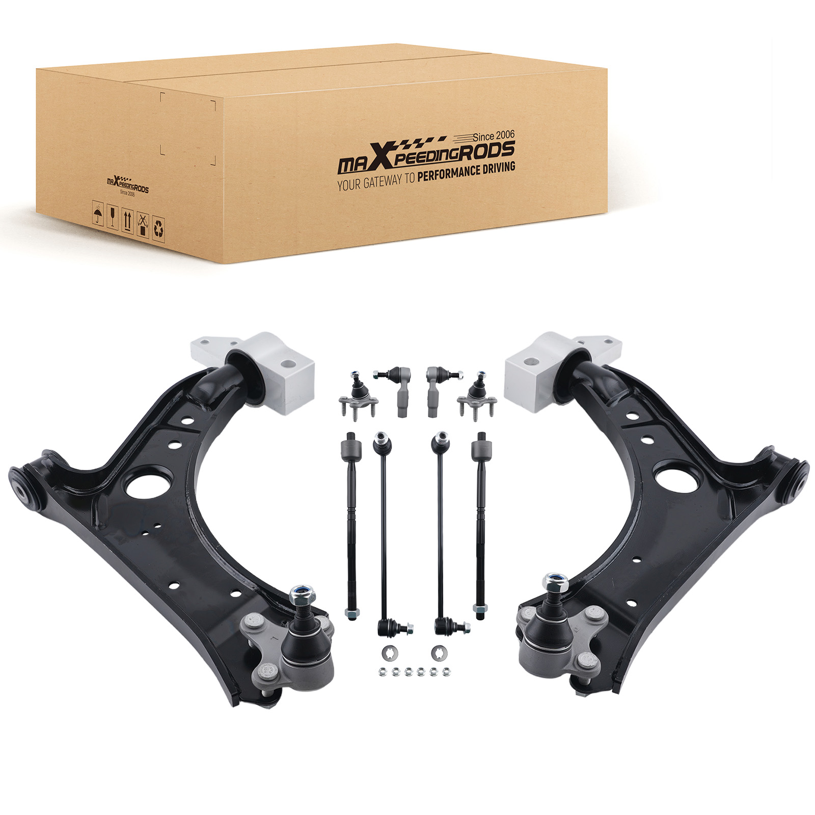 10pc Front Lower Control Arm Tie Rods Sway Bar Links For Audi A3 Eos Golf Jetta