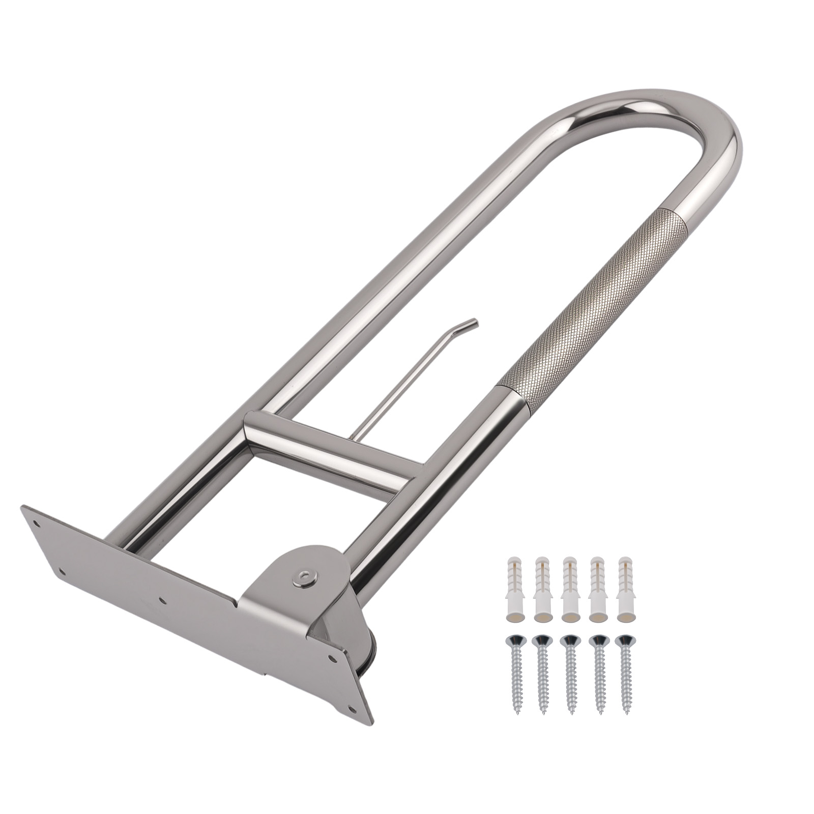 Stainless Steel Flip‑Up Bathroom Toilet Grab Bar Safety Rail for Handicap Users