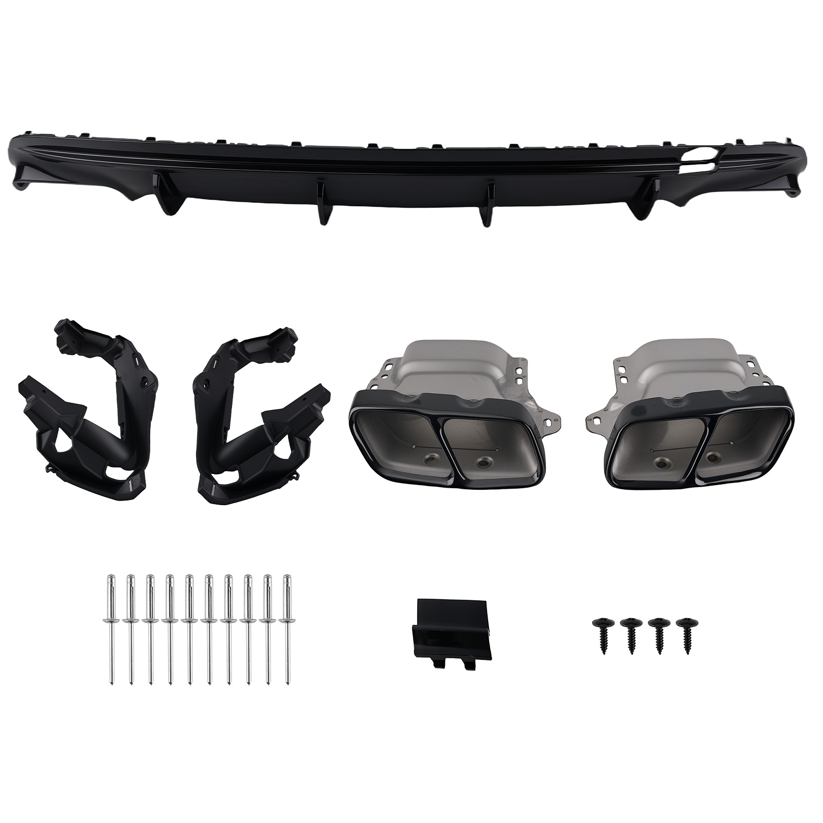 Rear Bumper Diffuser Lip W Tailpipes For Mercedes Benz W117 CLA250 2013-2019