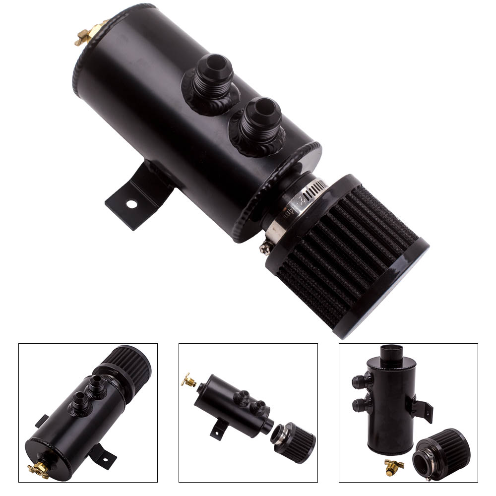 10AN 750mL Oil Catch Can Reservoir Tank with Breather Filter Baffled Aluminum