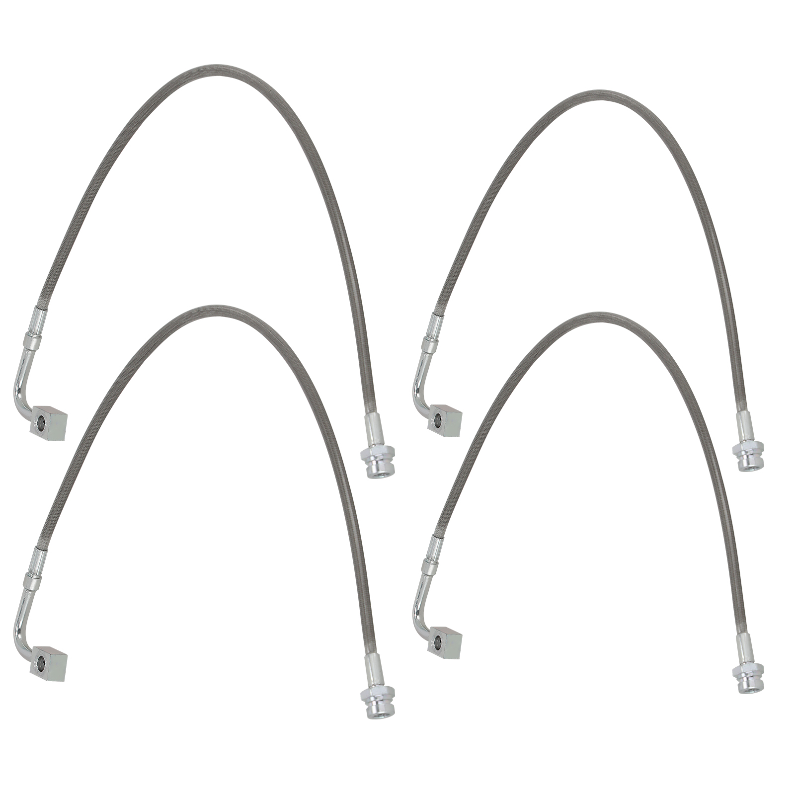 4 PCS Front Rear Brake Lines For Jeep Wrangler JK 2-Door / Unlimited 2007-2018
