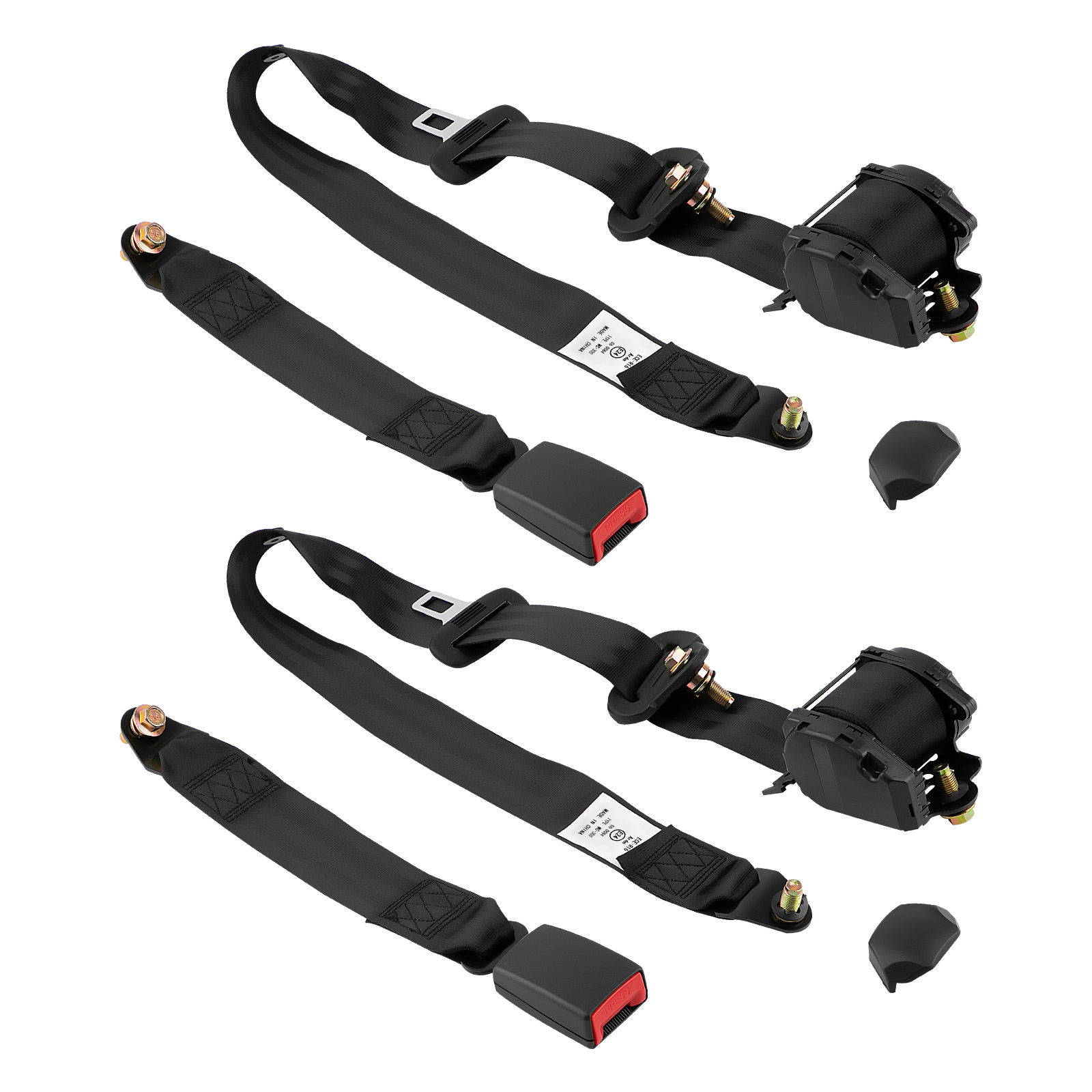 2pcs Universal retráctil 3 Puntos Asiento Cinturón de Seguridad Regazo Hebillas